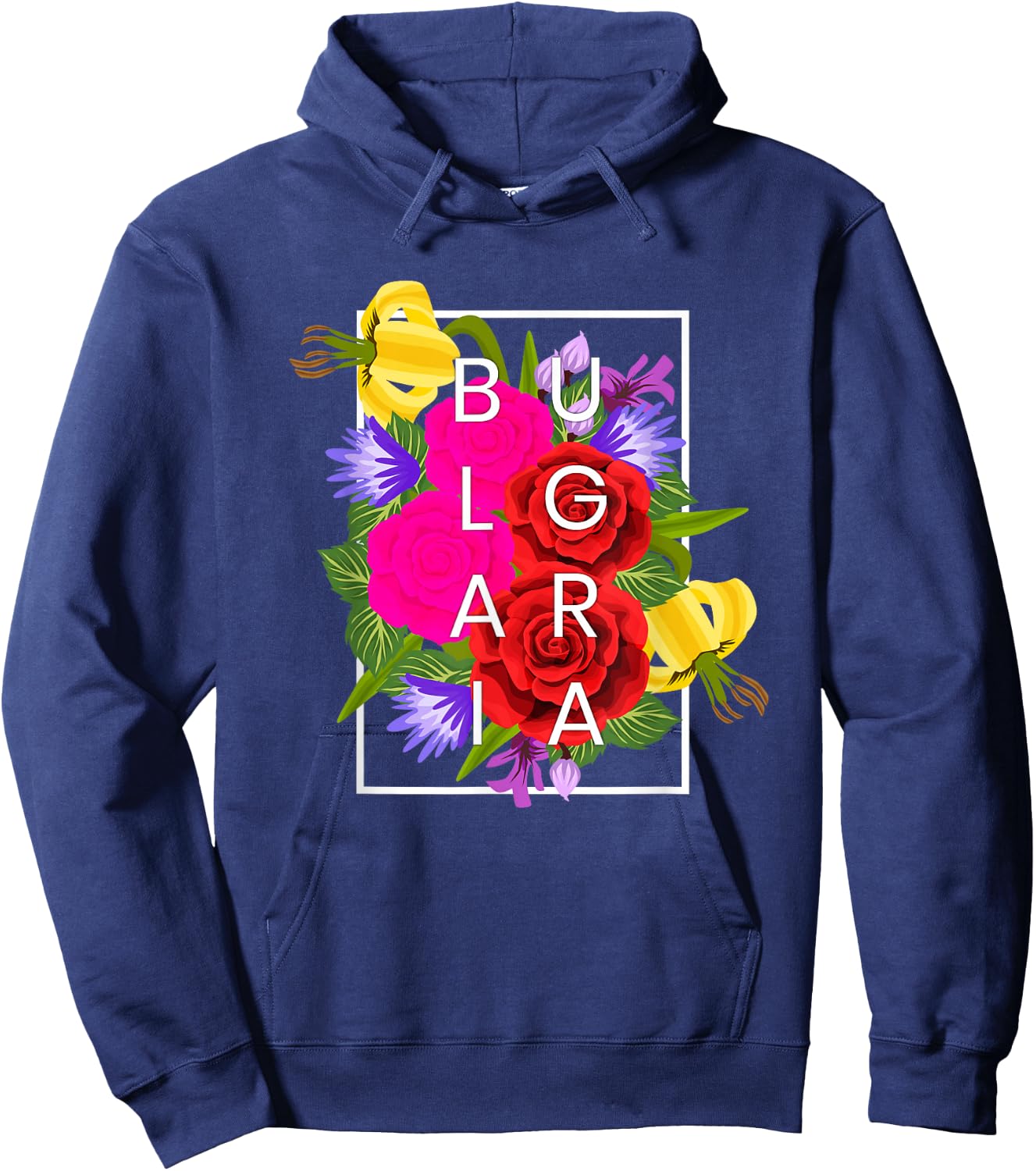 Flowers of Bulgaria Word Art - Bulgarian Pride Hoodie - Hoodie | Navy