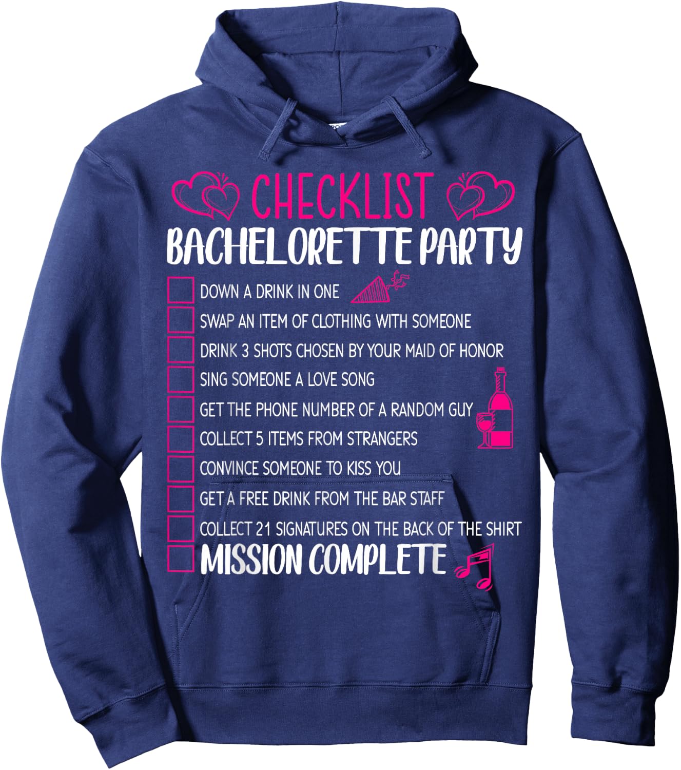 Bachelorette Party Checklist Hen Night Matching Bride Outfit Hoodie - Hoodie | Navy