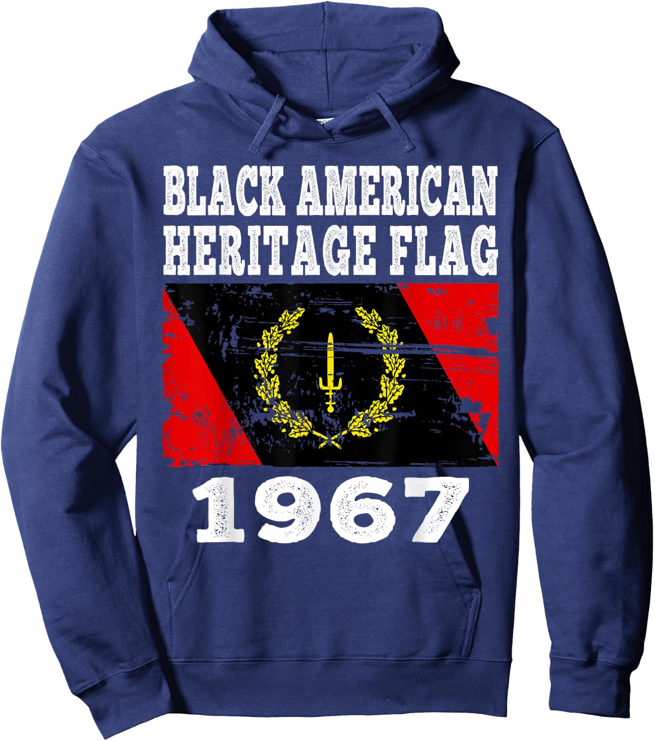 Black American Heritage Flag 1967 Vintage Hoodie - Hoodie | Navy
