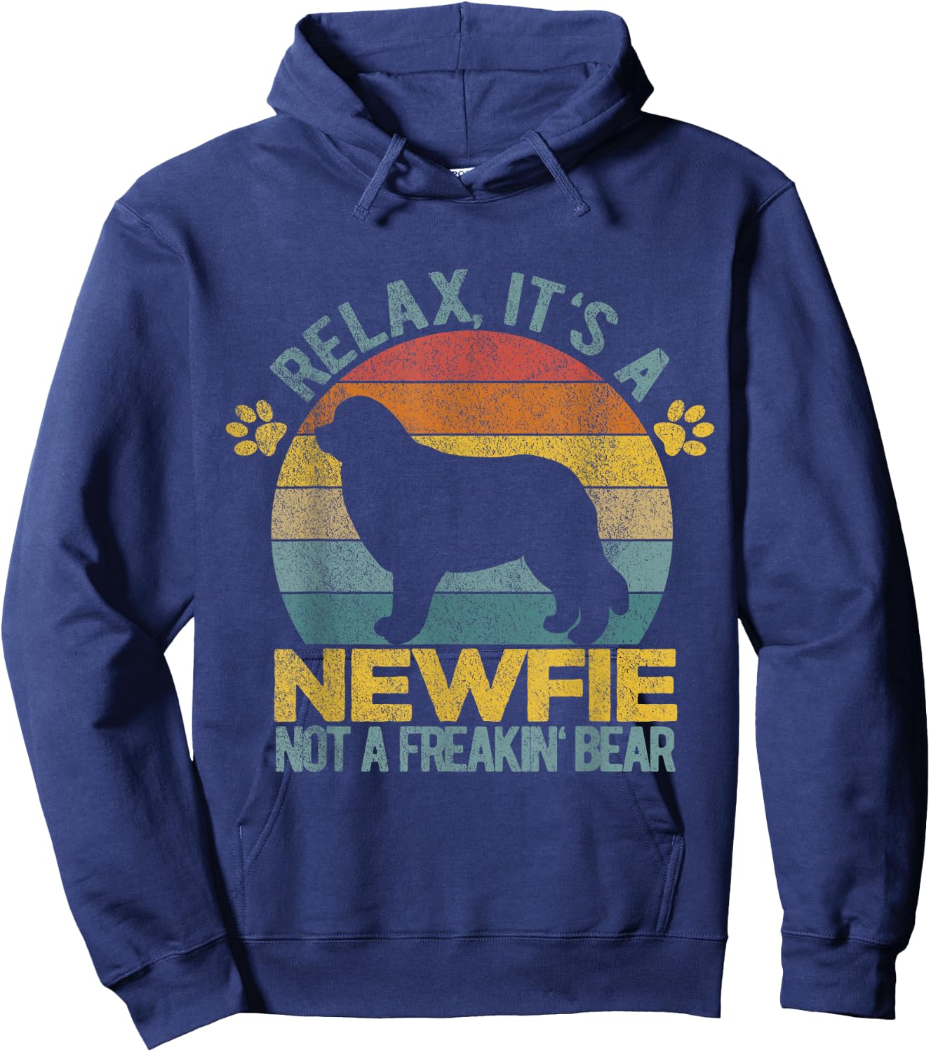 Funny Newfoundland Dog Newfie Owner Retro Vintage Men Women Hoodie - Hoodie | Navy