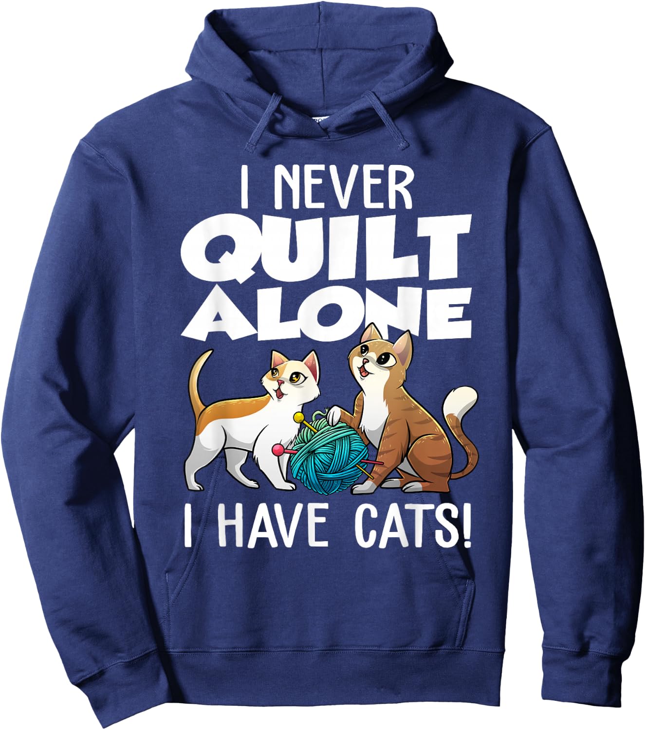 Cute Sewing Needleworking Animal Pun Humor Designs Funny Quilting Gift Cat Quilt Pet Lover Quilter Black Hoodie - Hoodie | Navy