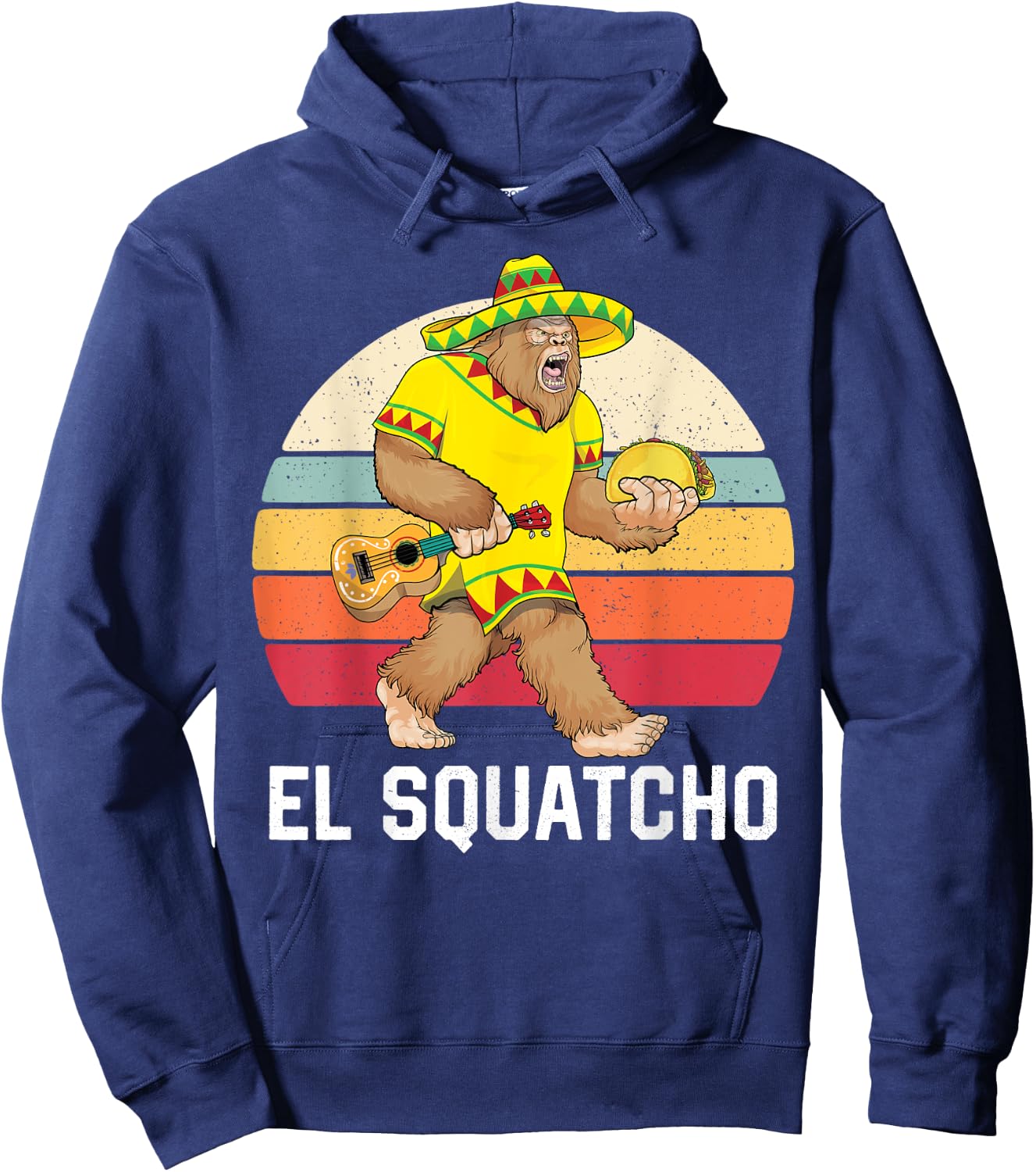 Bigfoot El Squatcho Cinco de Mayo Mexican Poncho Sombrero Hoodie - Hoodie | Navy