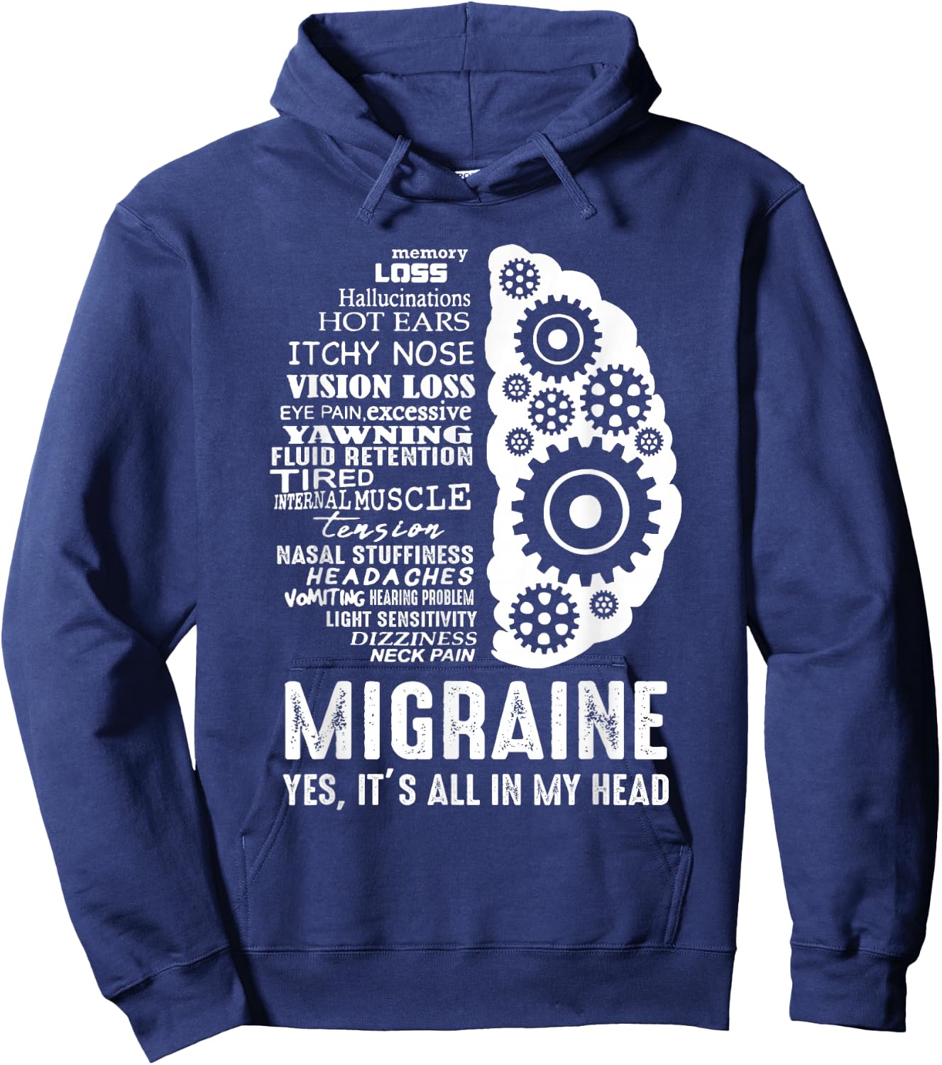 Migraine Awareness - It's all in my Head You are not alone Hoodie - Hoodie | Navy