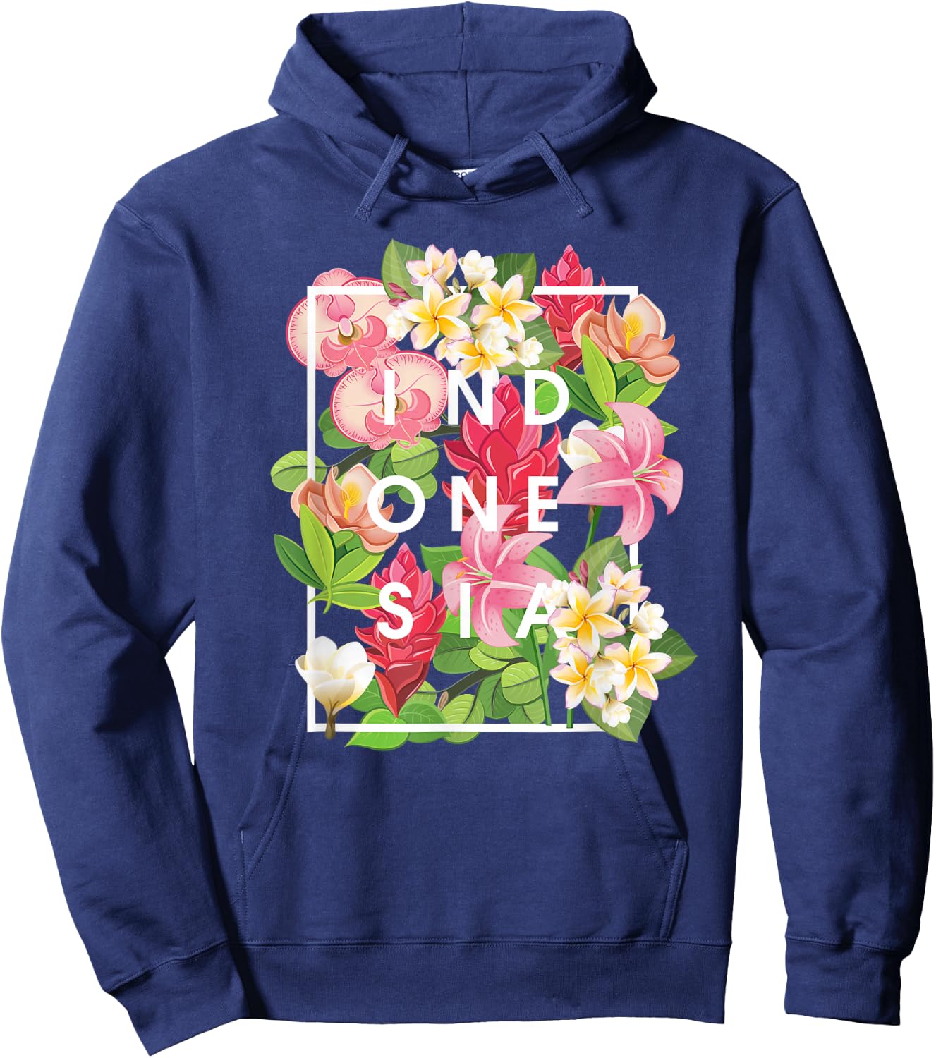 Flowers of Indonesia Word Art - Indonesian Pride Hoodie - Hoodie | Navy