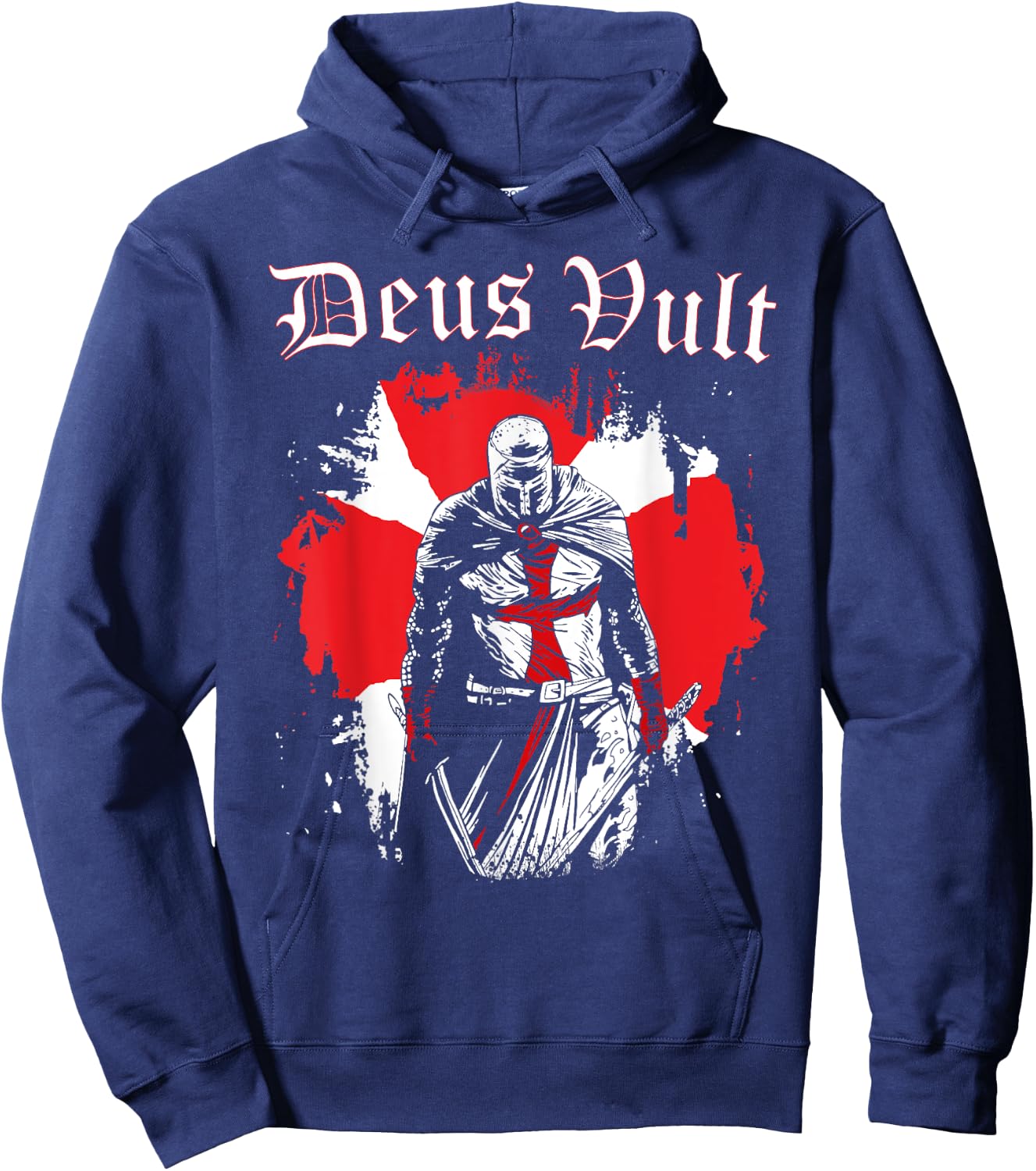 Warrior Knight Templar Crusader Medieval Deus & Vult Hoodie - Hoodie | Navy