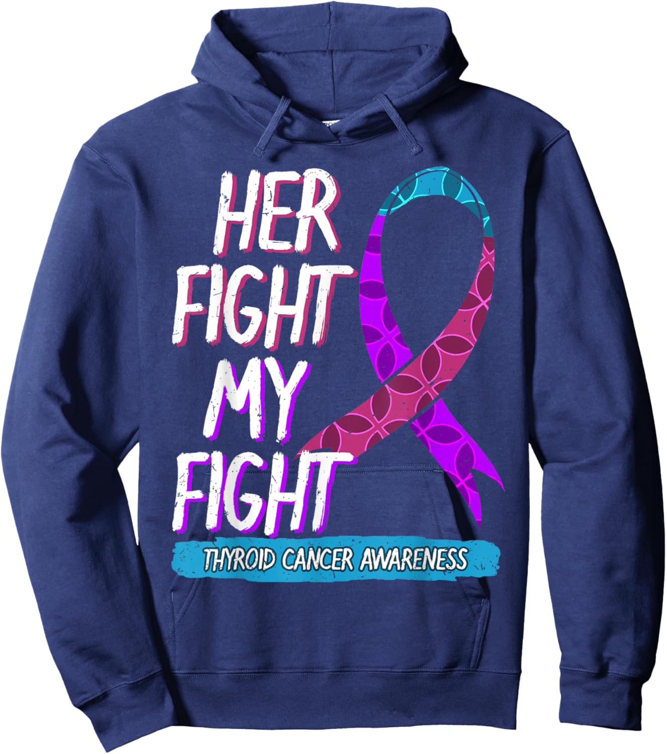 Thyroid Cancer Awareness Ribbon Endocrinologist Gift Hoodie - Hoodie | Navy