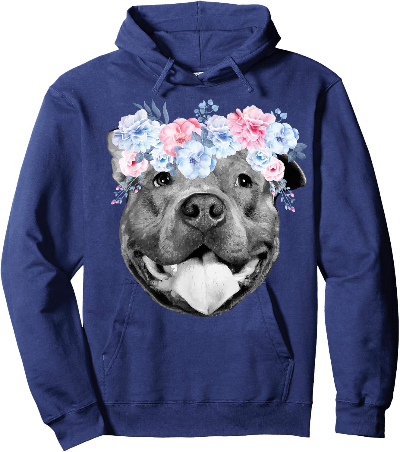 Cute Pitbull - Pitbull lover Hippie Floral Flower Pittie Mom Hoodie - Hoodie | Navy