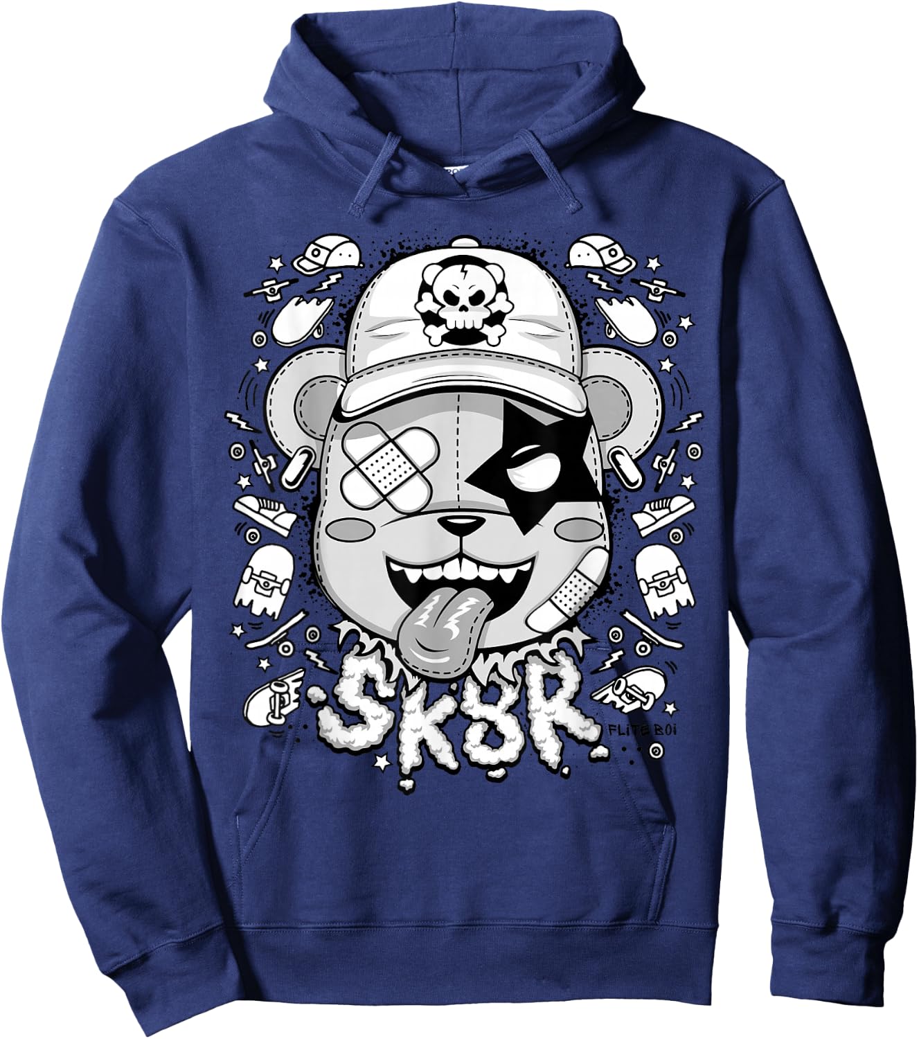 Urban - Graffiti Puppy Skater Sk8r Graphic Hoodie - Hoodie | Navy