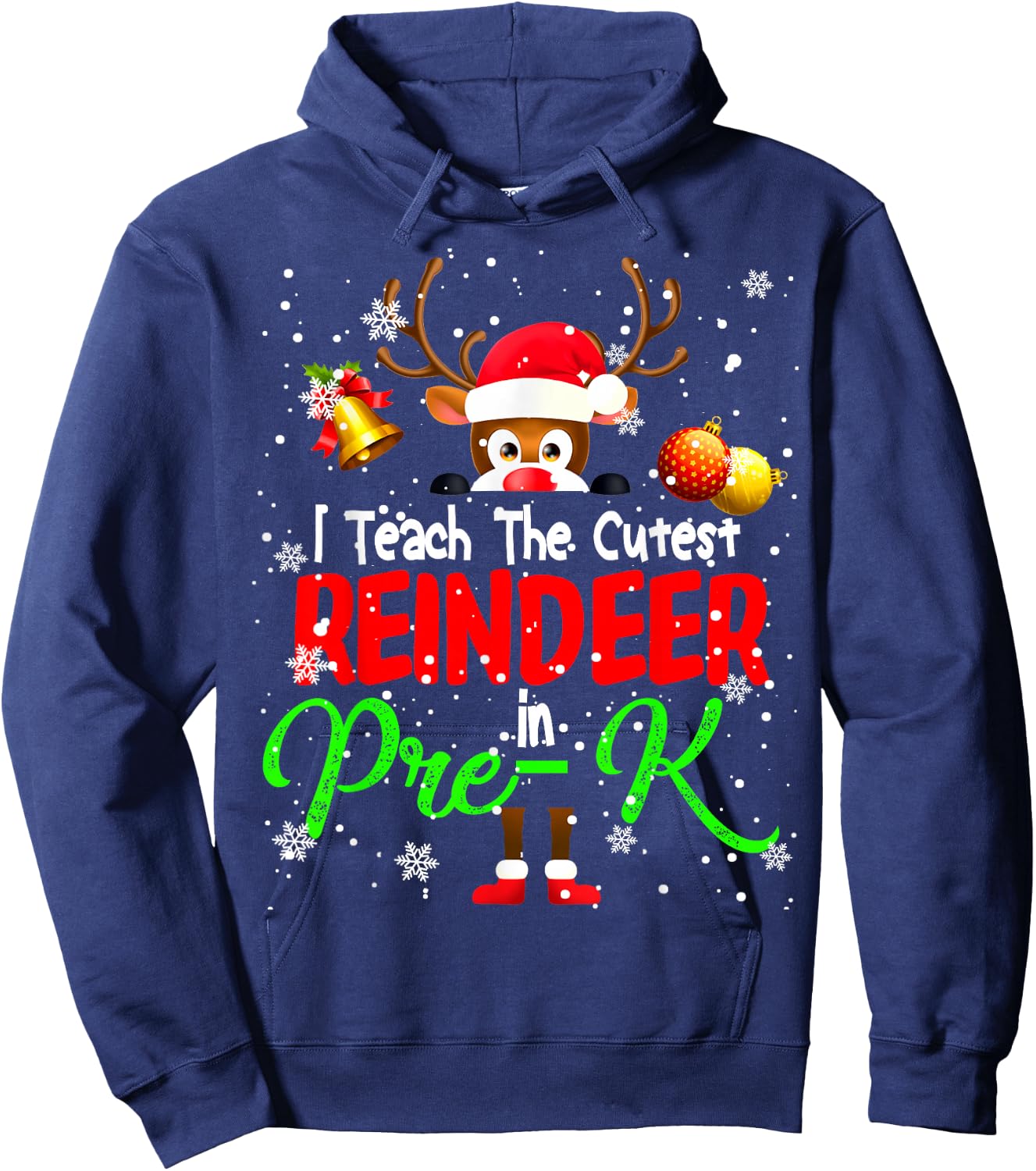 I Teach The Cutest Reindeer In Pre-K Christmas Teacher Hoodie - Hoodie | Navy