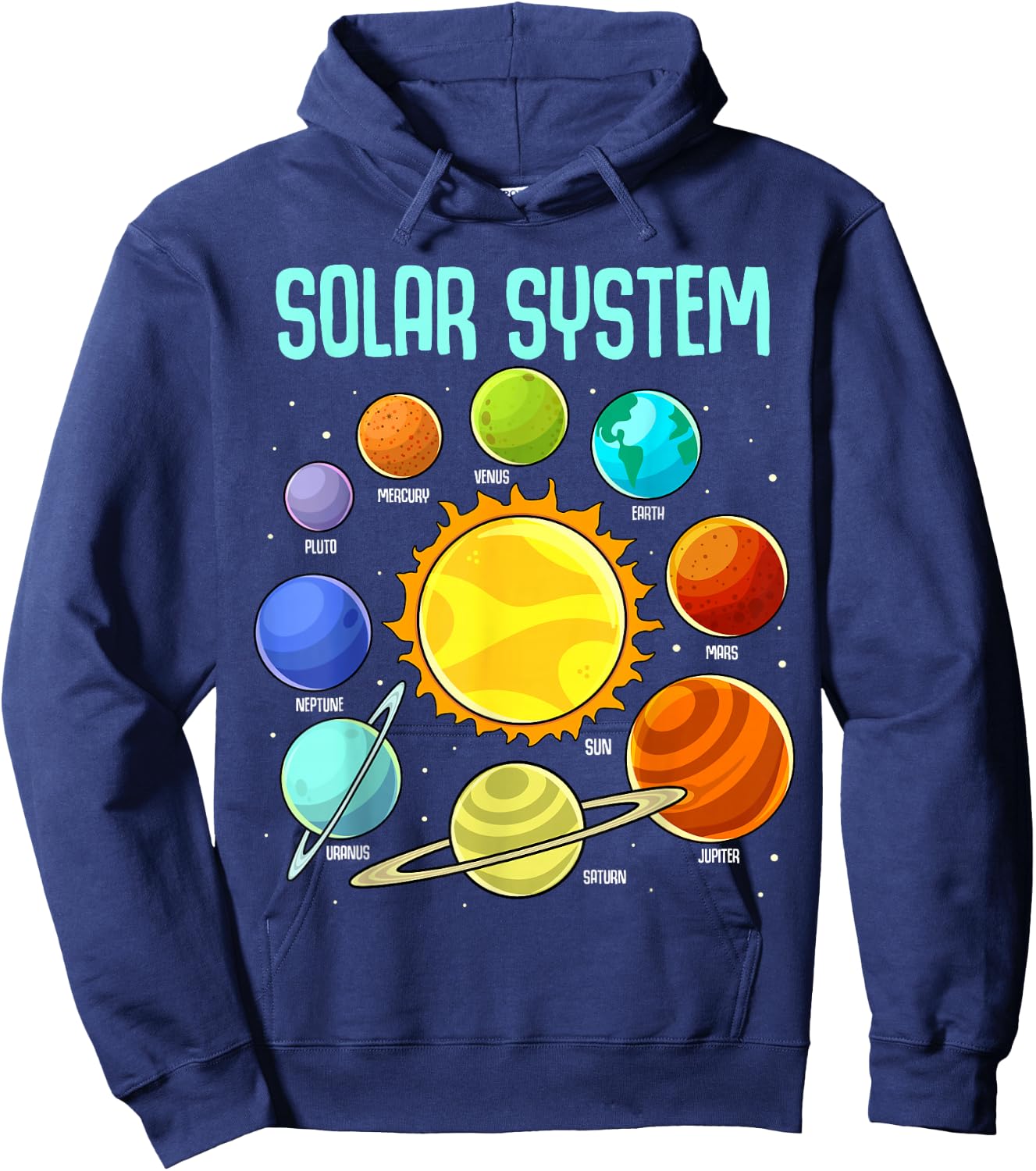 Solar Systems Planets Science Space Boys Girls STEM Colorful Hoodie - Hoodie | Navy