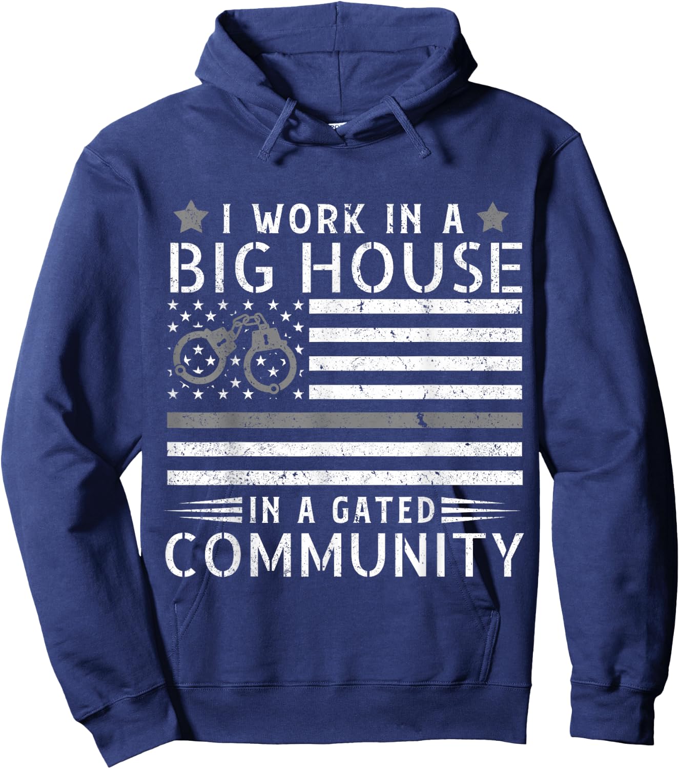 Funny Correctional Officer Work American Flag Distressed Hoodie - Hoodie | Navy