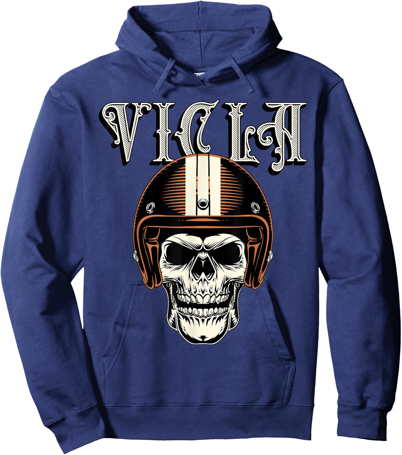 Vicla Gangster Biker Skull Motorcycle Rider Design Hoodie - Hoodie | Navy