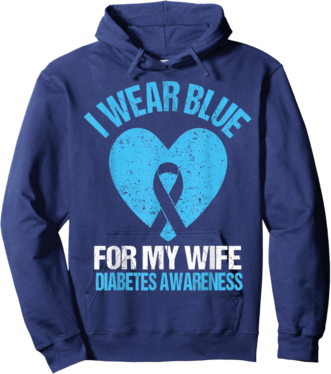 I Wear Blue For My Wife T1D Diabetes Awareness Men Husband Hoodie - Hoodie | Navy