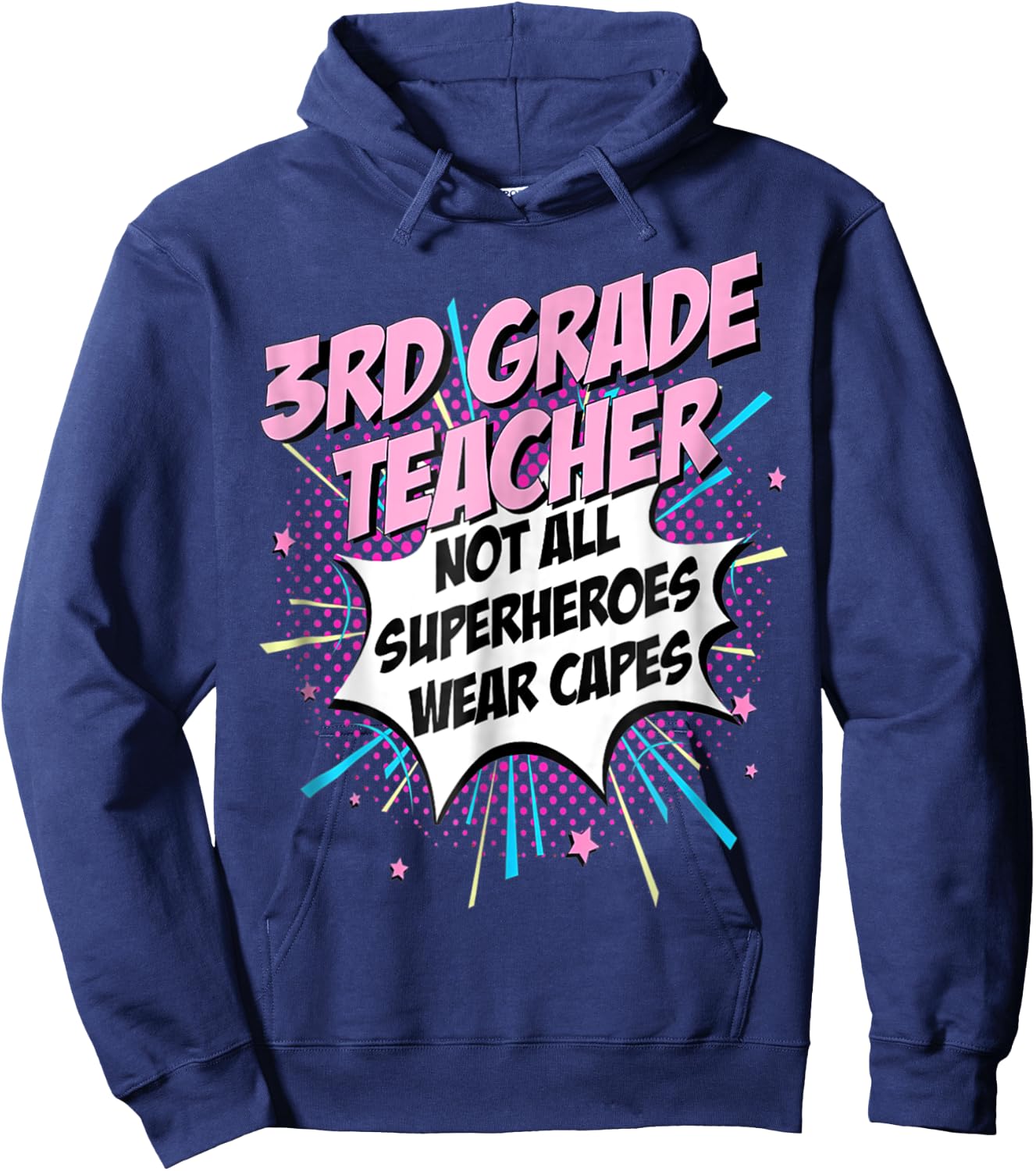 3rd Grade Teacher Superhero Cute Comic Gifts Idea Hoodie - Hoodie | Navy