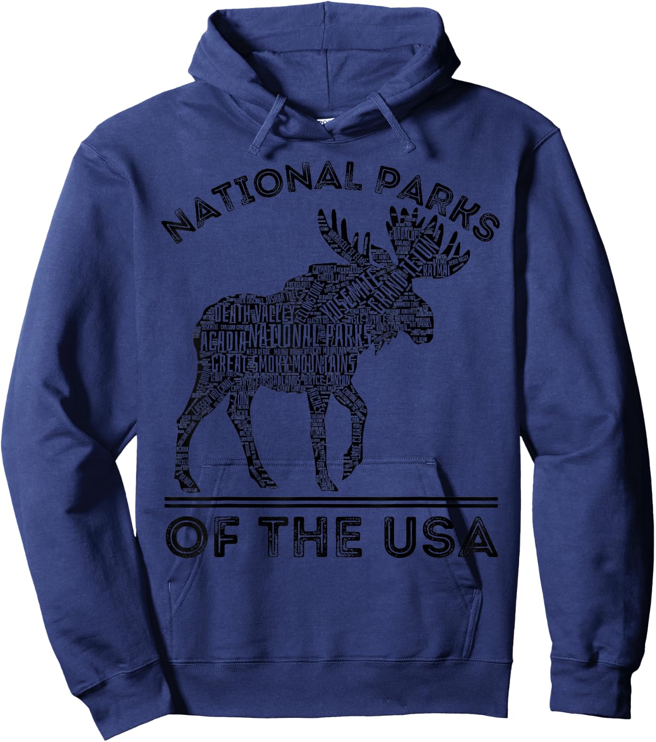 National Parks Moose Hiking Travel Camping Outdoors USA Hoodie - Hoodie | Navy