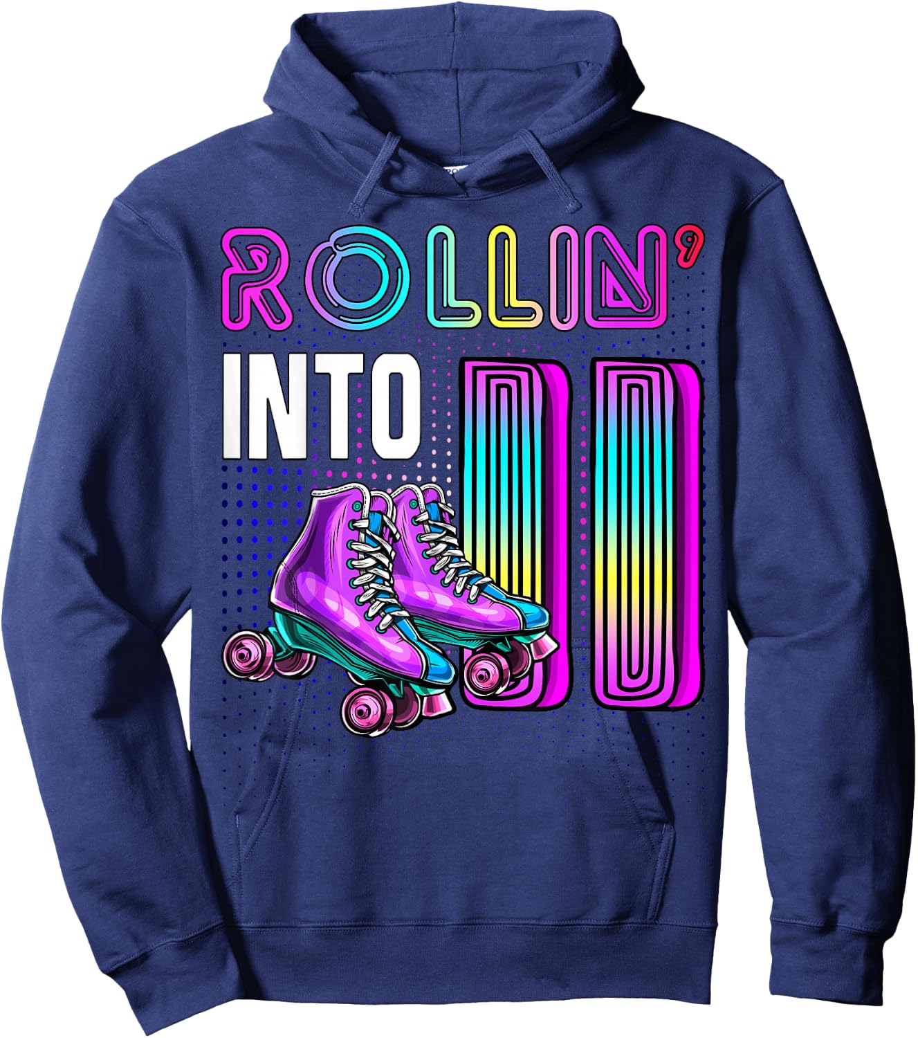 Rollin' into 11 Roller Skating Rink 11th Birthday Party Girl Hoodie - Hoodie | Navy