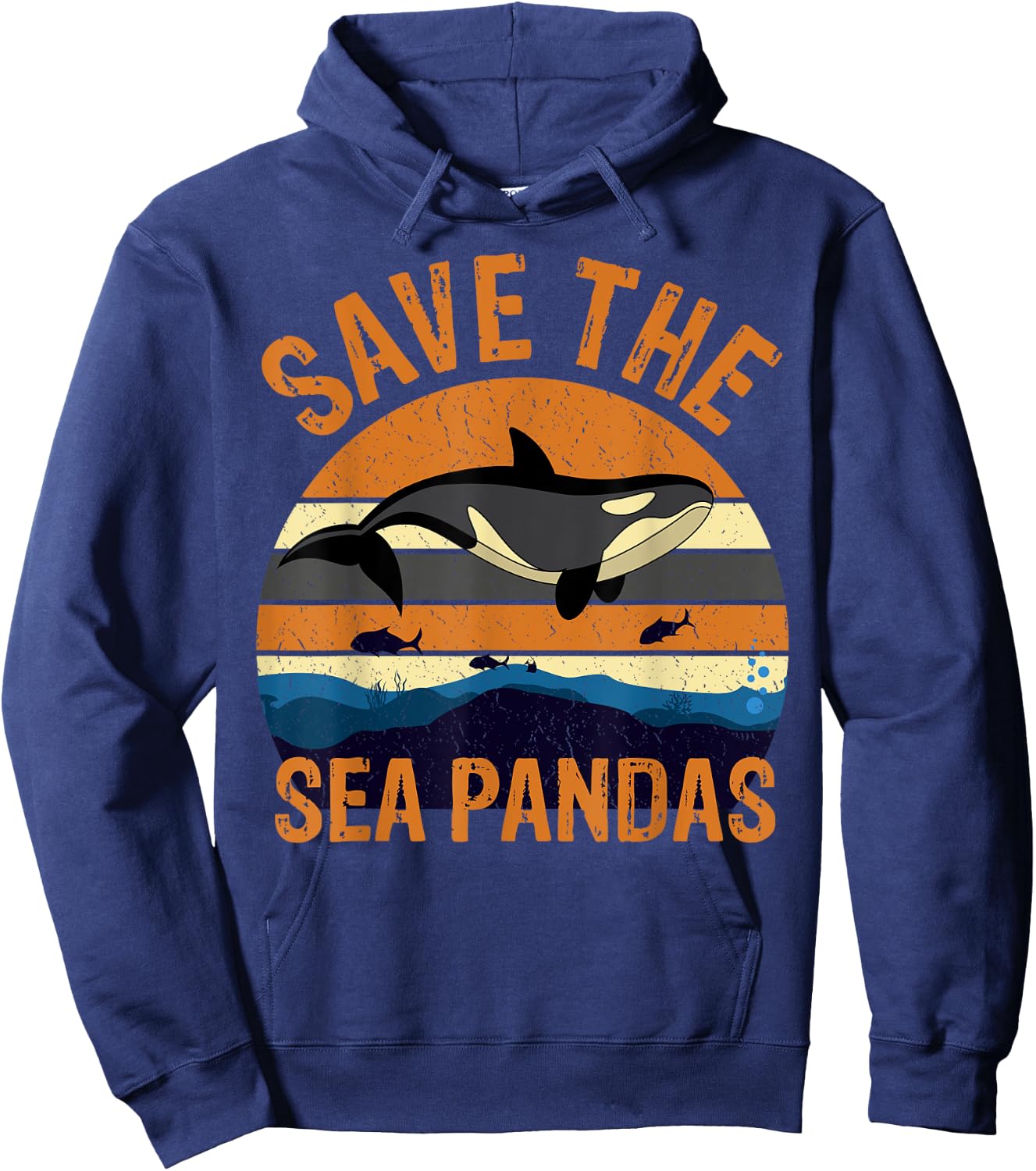 Save The Sea Pandas Rescue Killer Whale Orcas Marine Biology Hoodie - Hoodie | Navy