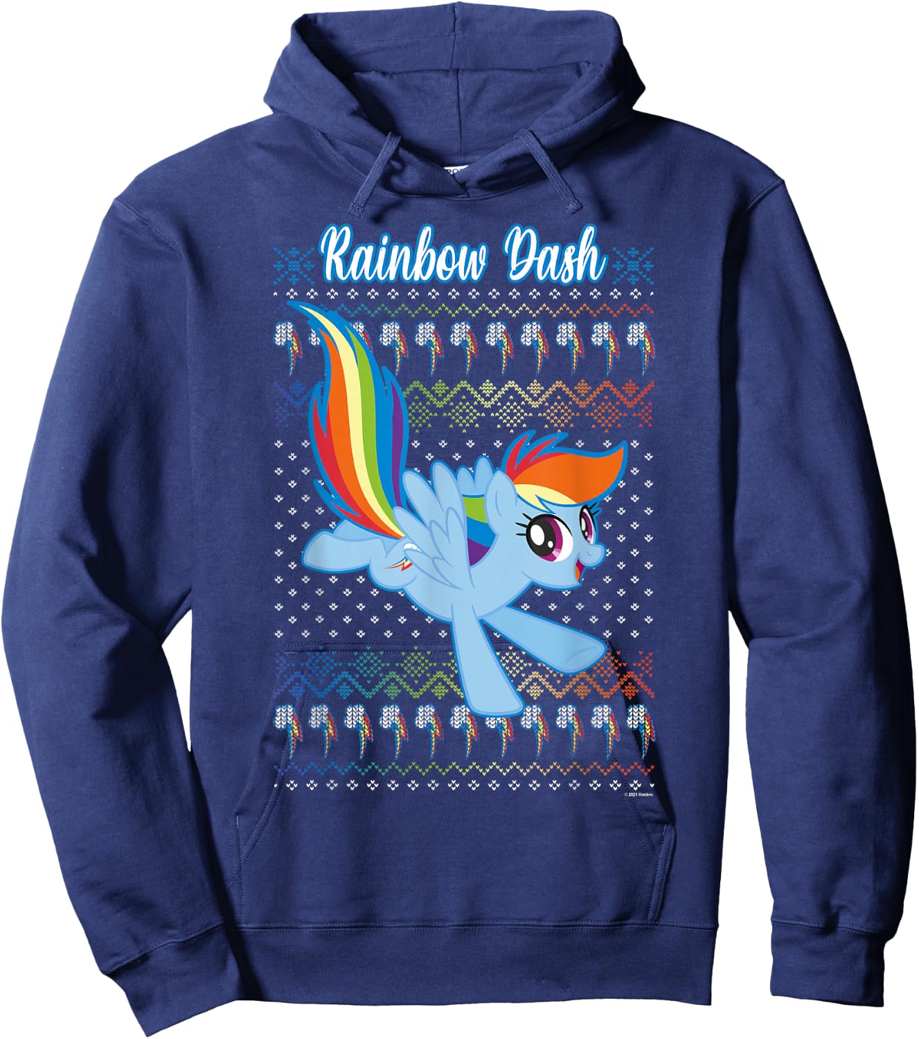 My Little Pony Christmas Rainbow Dash Ugly Sweater Hoodie - Hoodie | Navy