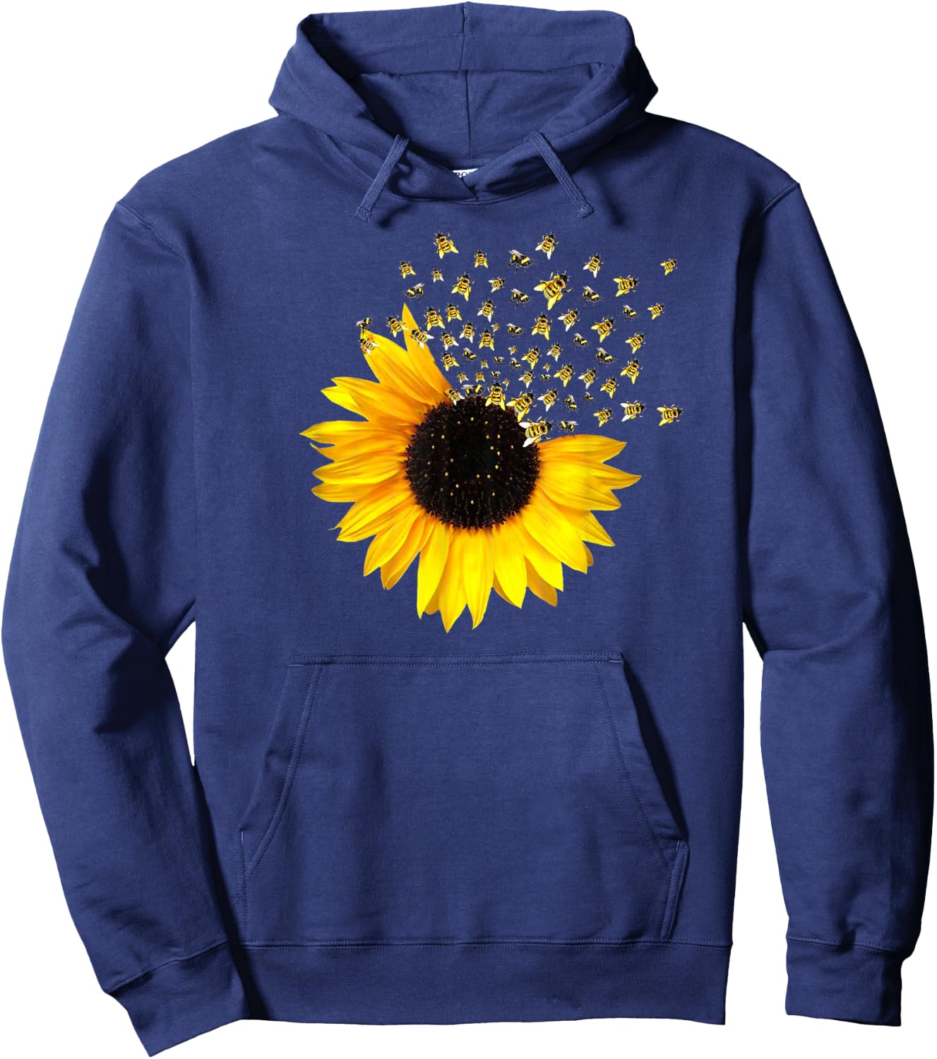 Bumble Bee. Honey Bees. Bee Lover. Sunflower. Yellow Flowers Hoodie - Hoodie | Navy
