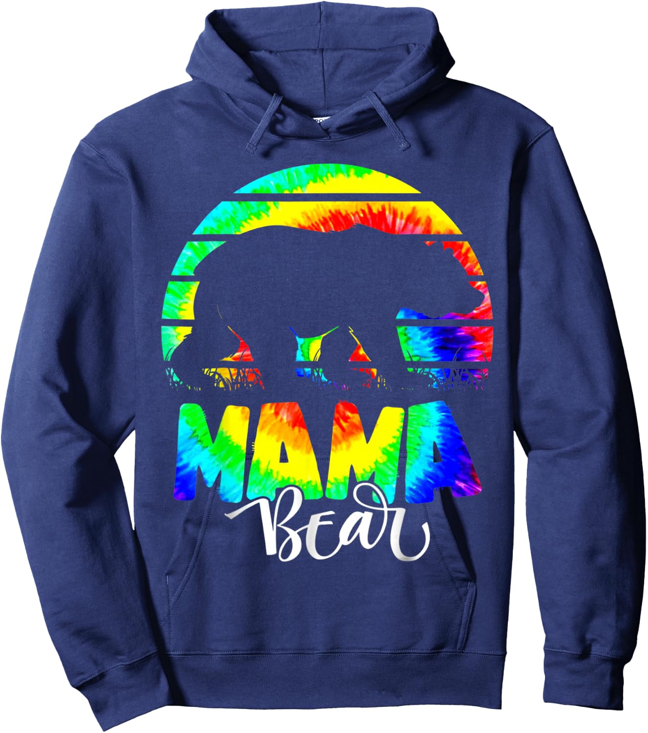 Mama Bear Tie-Dye Mother Mom Mommy Mother's Day Hoodie - Hoodie | Navy