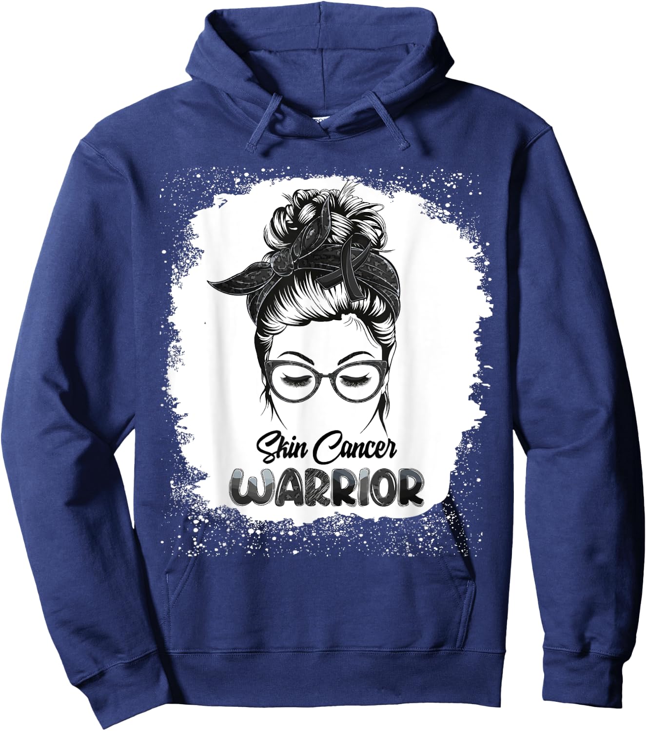 Skin Cancer Warrior Bleached Messy Bun Survivor Believe Hoodie - Hoodie | Navy
