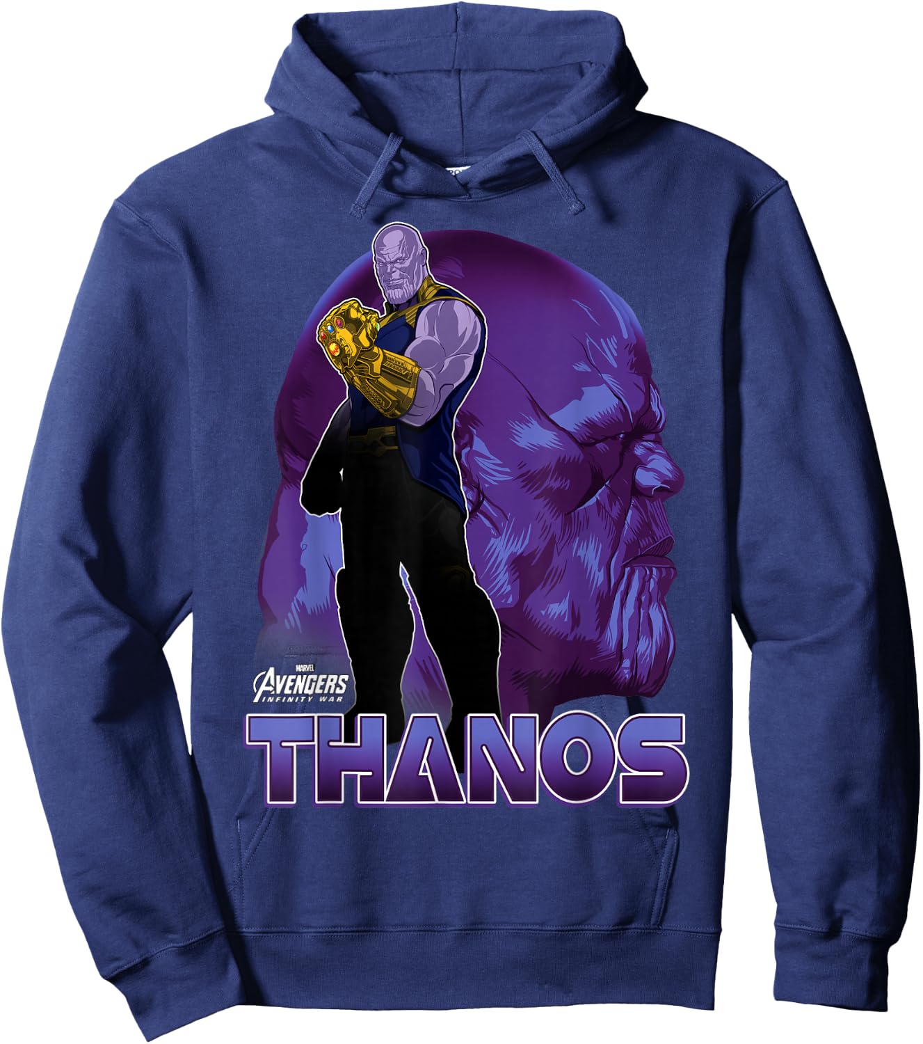 Marvel Infinity War Thanos Big Head Profile Graphic Hoodie - Hoodie | Navy