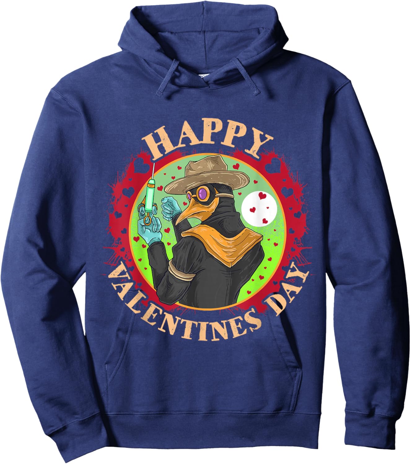 Happy Valentine's Day Plague Doctor Hoodie - Hoodie | Navy