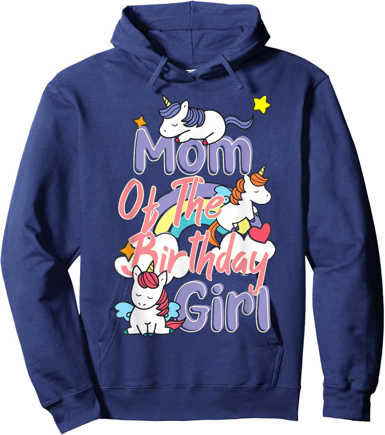 Mom Of The Birthday Girl Unicorn Matching Family Hoodie - Hoodie | Navy