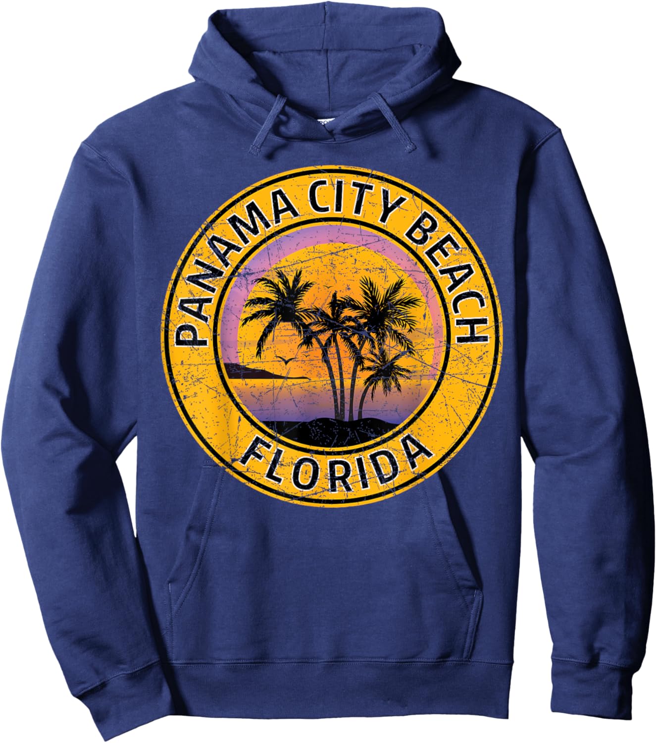 Panama City Beach Florida FL Vintage Retro 70s 80s Souvenir Hoodie - Hoodie | Navy