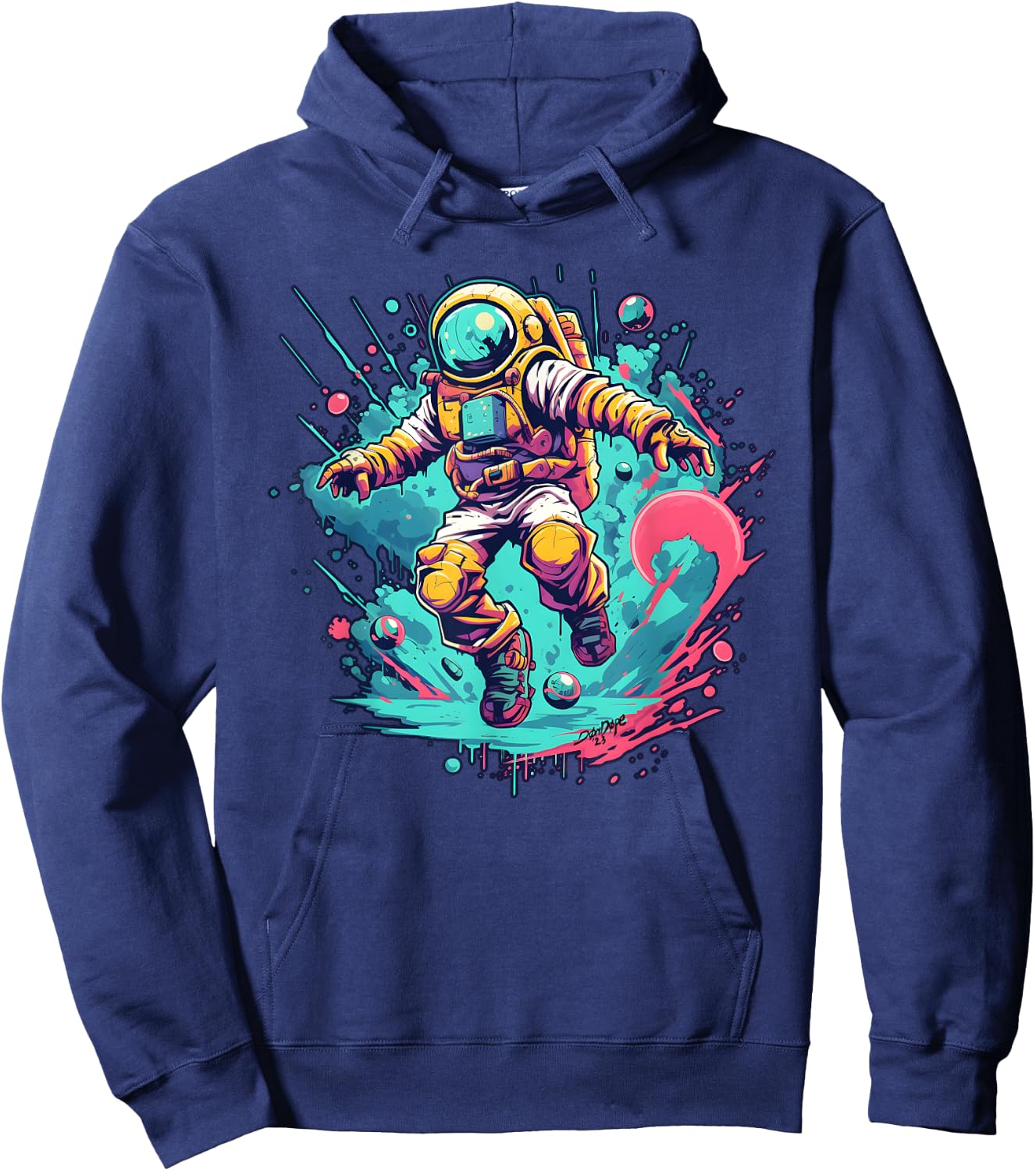 Doped Don -Adults Multicolor Astronaut Small Classic Fit Short Sleeve Hoodie - Hoodie | Navy