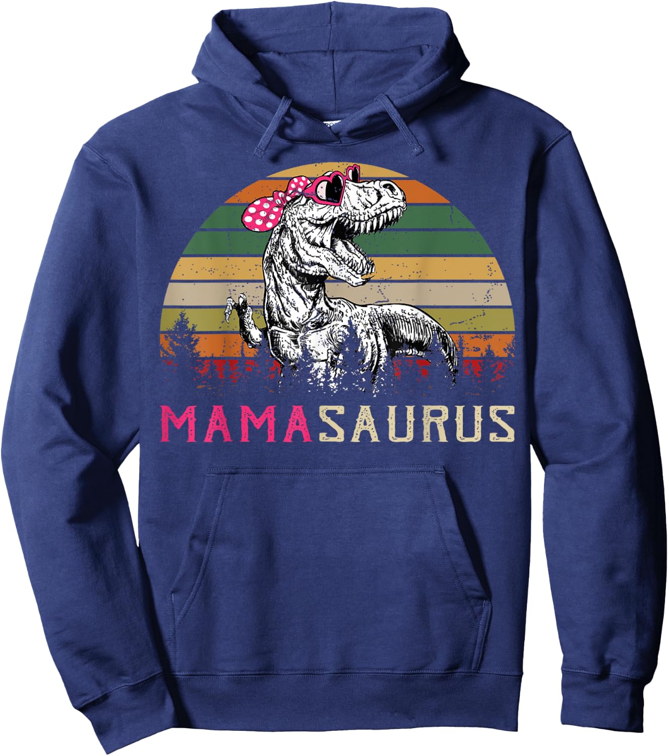 Mamasaurus T Rex Dinosaur Mama Saurus Family Matching Funny Hoodie - Hoodie | Navy