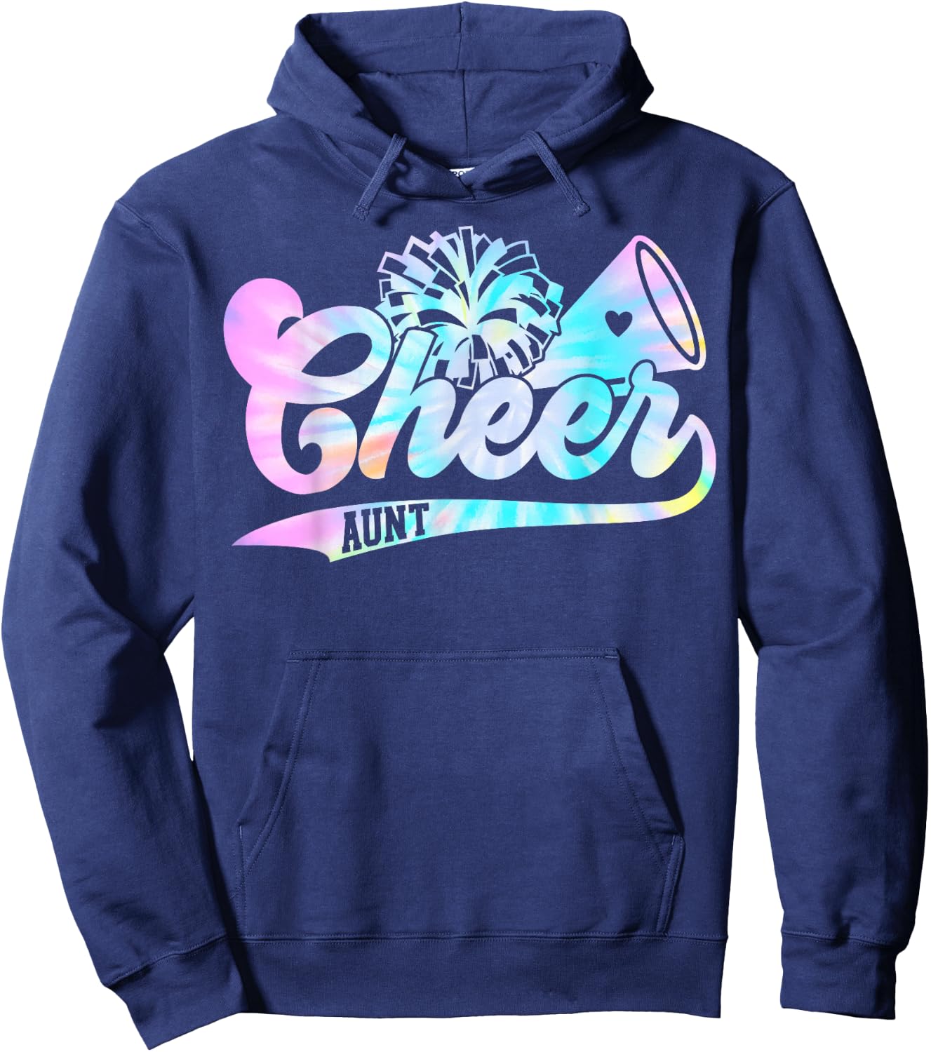 Tie Dye Cheer Aunt Cheerleading for Cheerleader Squad BFF Hoodie - Hoodie | Navy