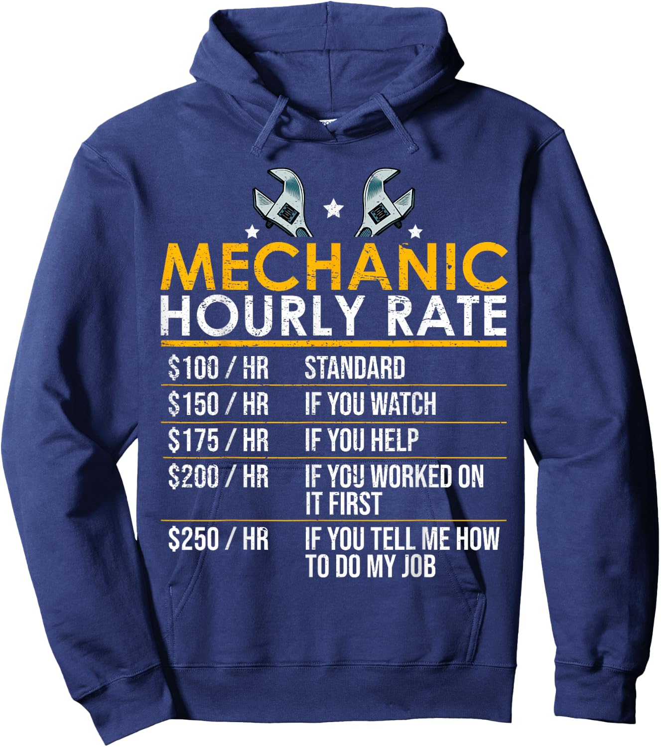 Mechanic Hourly Rate Funny Auto Repair Workshop Humor Hoodie - Hoodie | Navy