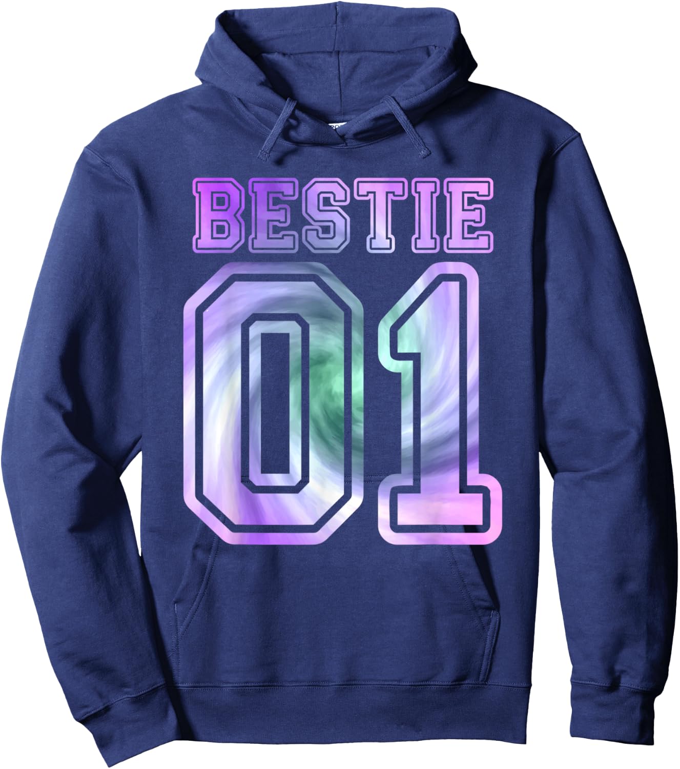 BFF 01 Best Friend Matching Bestie Tie Dye Hoodie - Hoodie | Navy