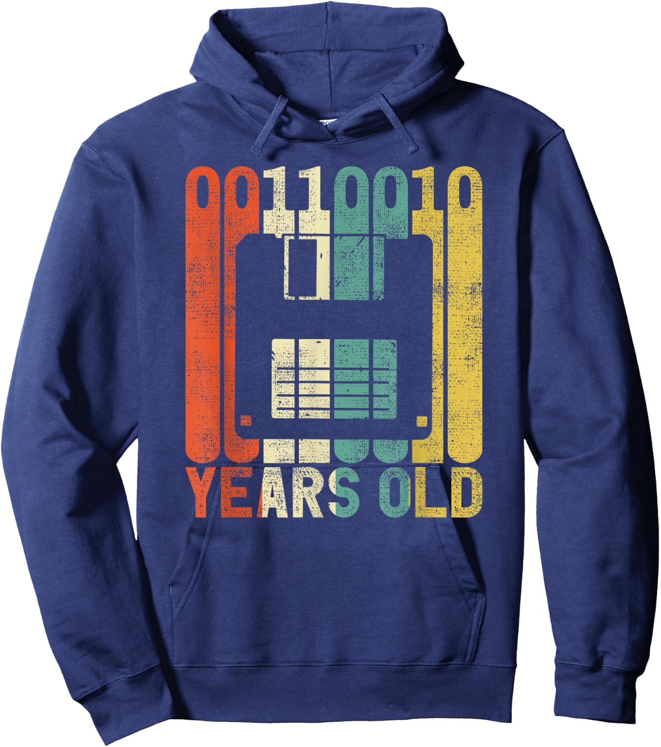 Retro 50th Birthday Nerd Floppy Disk Binary Computer Gift Hoodie - Hoodie | Navy