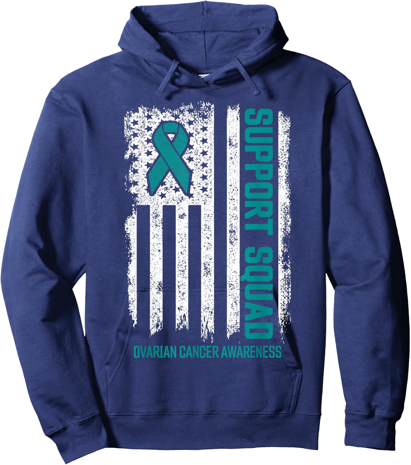 Ovarian Cancer Shirts Support Squad Ovarian Cancer Awareness Hoodie - Hoodie | Navy
