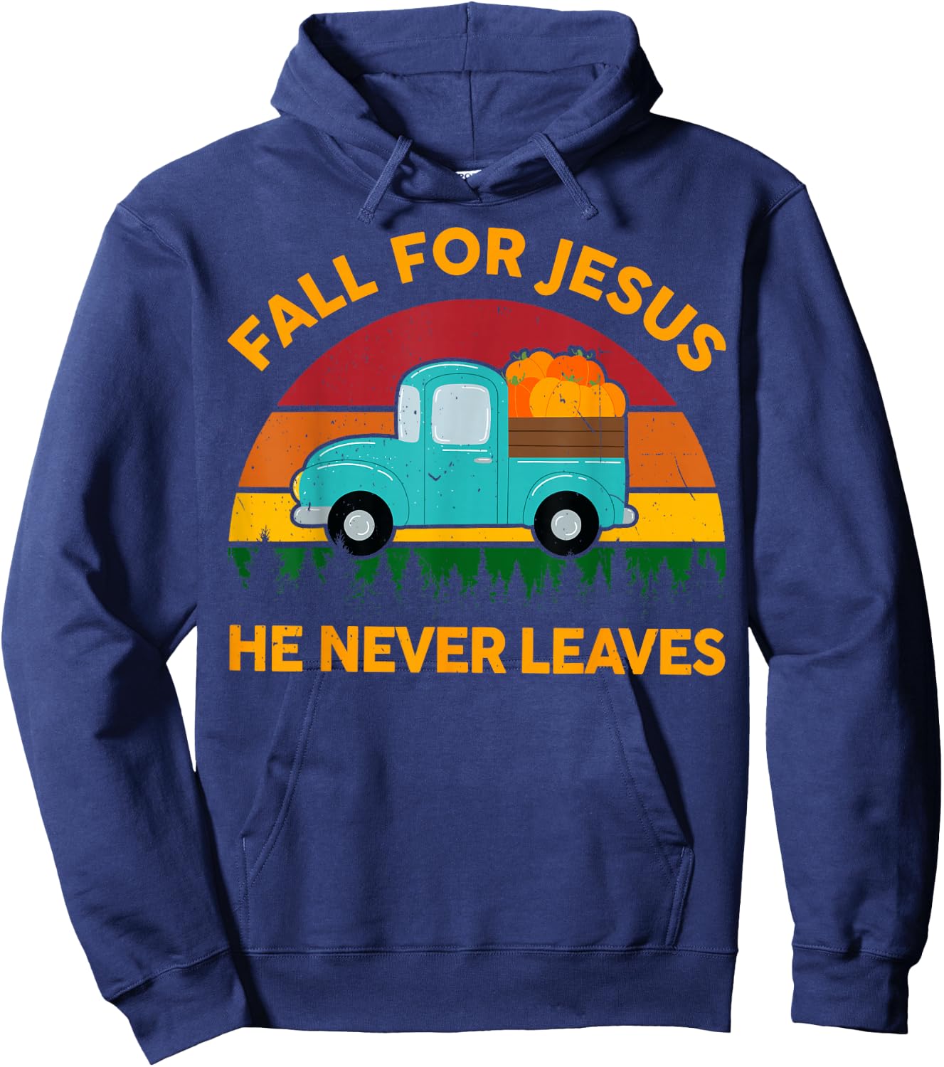 Christian-Shirt Fall for Jesus He Never Leaves Toddler Kids Hoodie - Hoodie | Navy