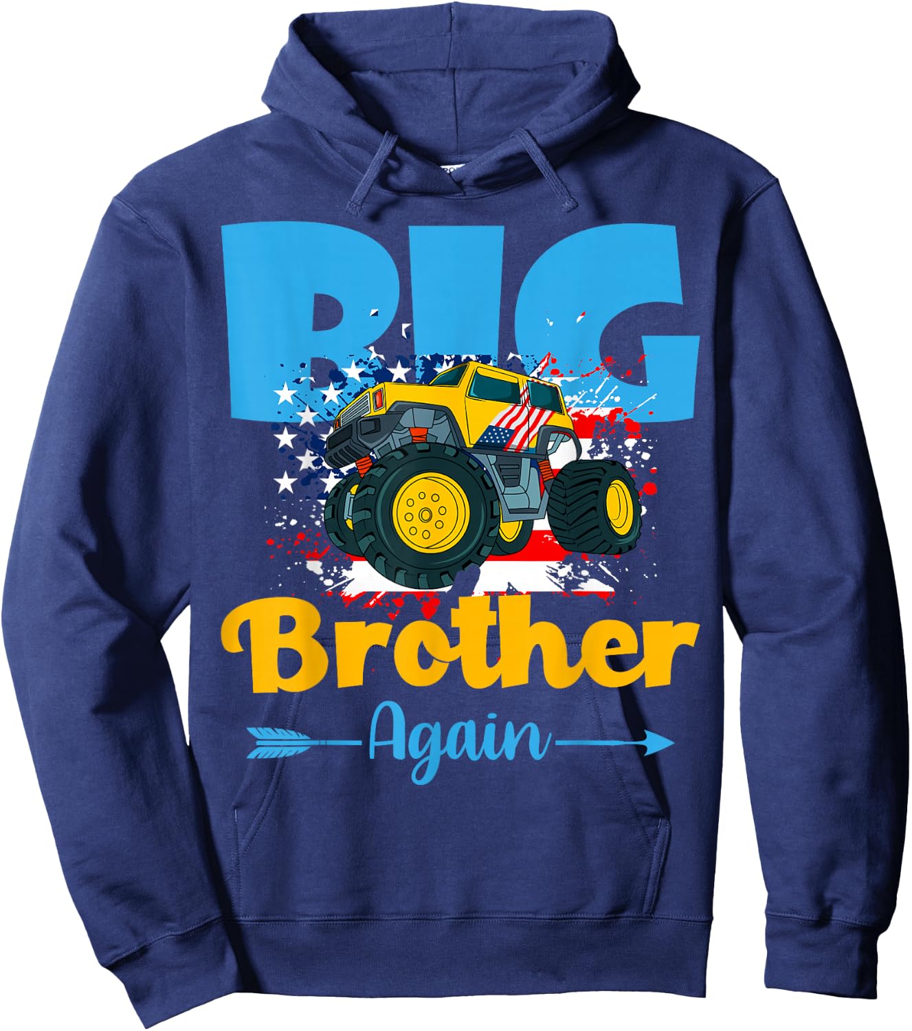 Promoted To Big Brother Again Monster Truck Baby Reveal Hoodie - Hoodie | Navy