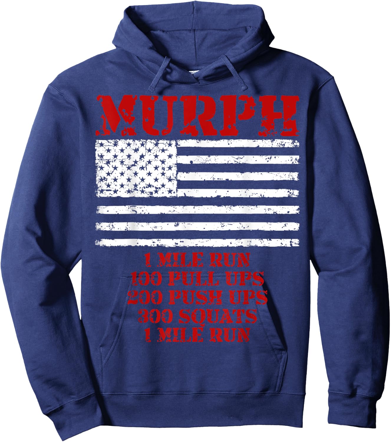 Murph Workout Exercise Challenge Patriotic WOD Gift Women Men Hoodie - Hoodie | Navy