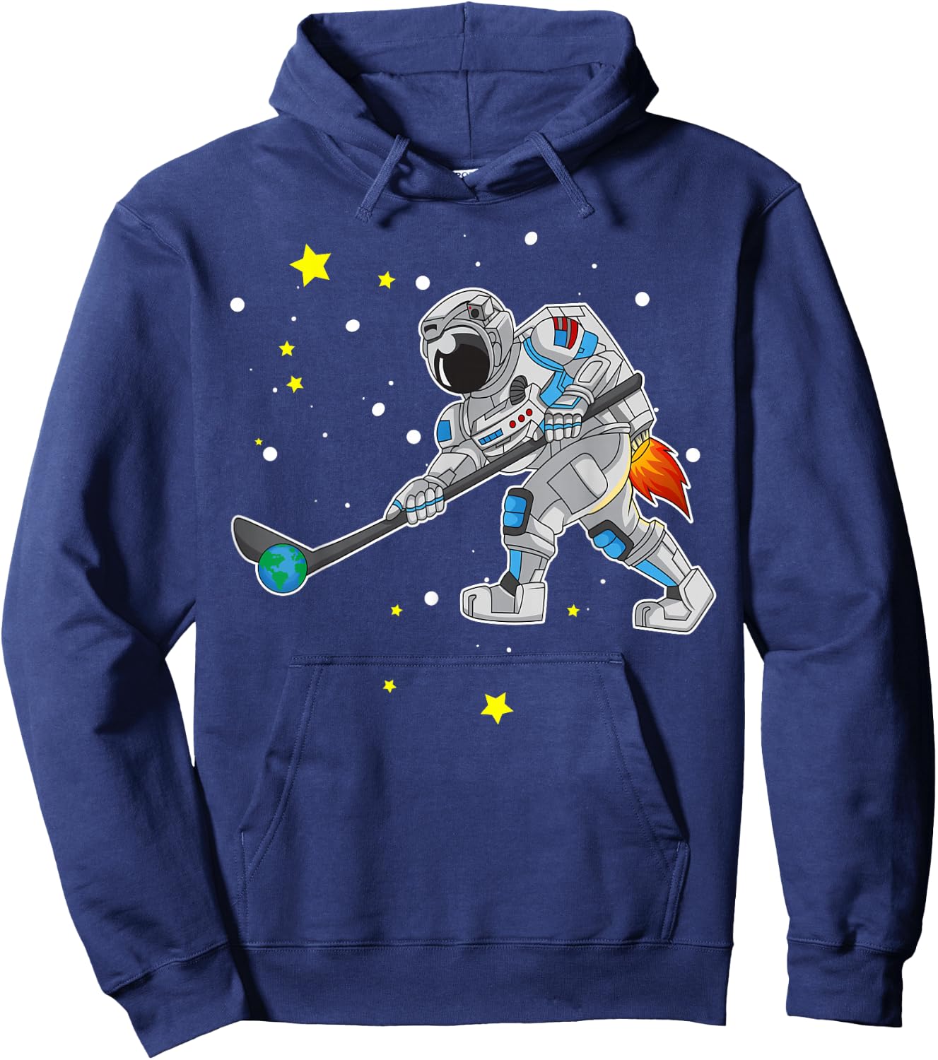Astronaut Playing Hockey in Outer Space Hoodie - Hoodie | Navy