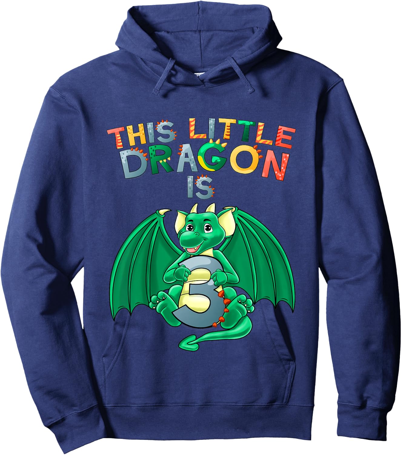Kids This Little Dragon Is 3 Dragon 3rd Birthday 3 Year Old Boy Hoodie - Hoodie | Navy