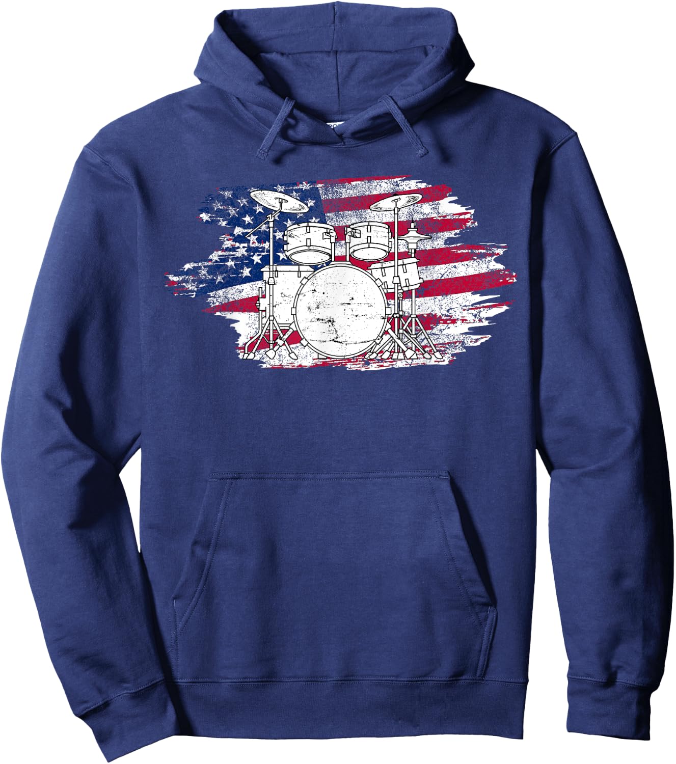Cool Drummer Art Women America US Flag Drum Set Hoodie - Hoodie | Navy