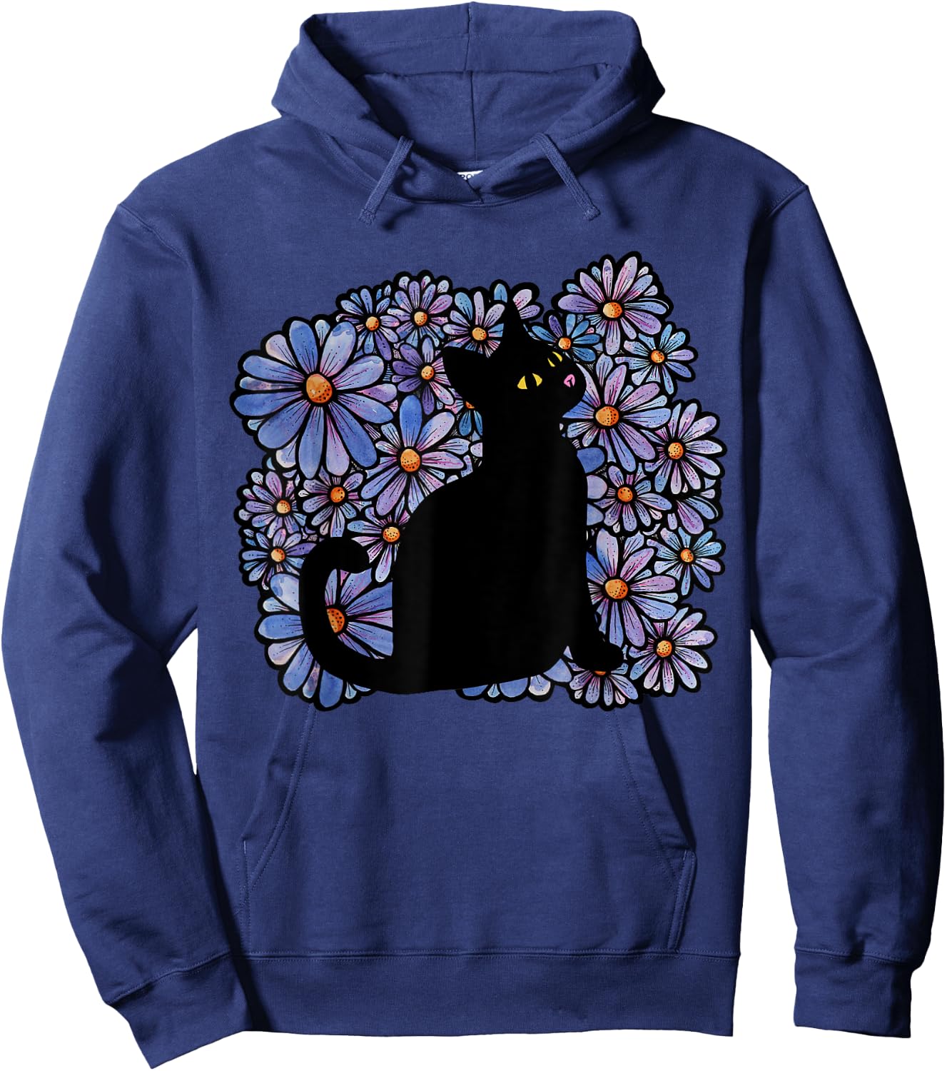 Black Cats Flower Garden Hoodie - Hoodie | Navy