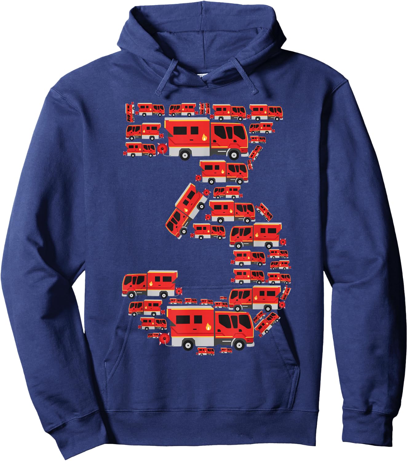 Fire Truck 3rd Birthday Boy 3 Year Old Toddler Firefighter Hoodie - Hoodie | Navy