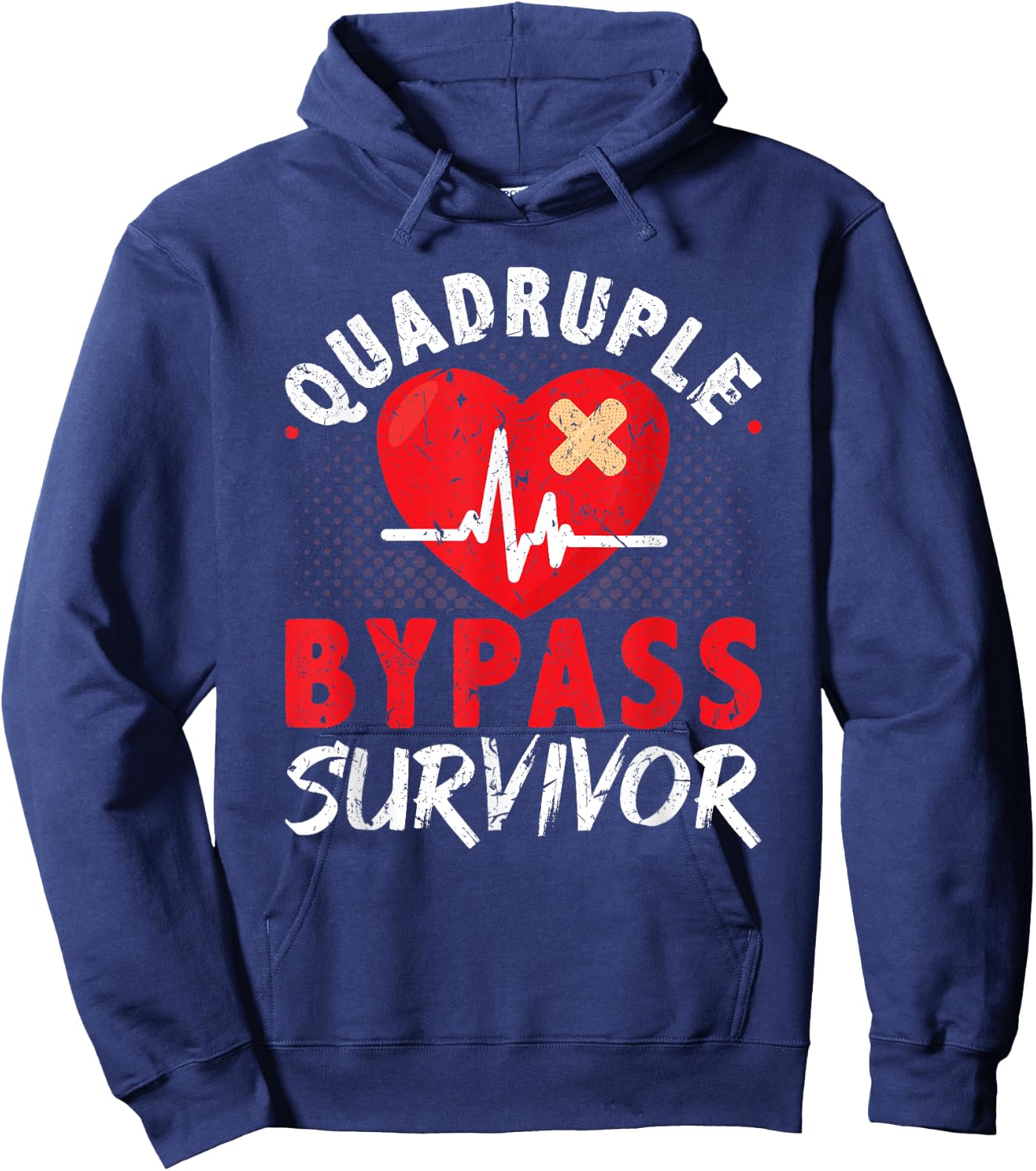 Quadruple Bypass Survivor Open Heart Surgery Coronary Artery Hoodie - Hoodie | Navy