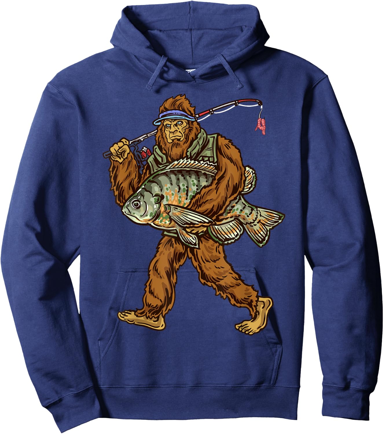 Northern Outdoors Bluegill Collection Black Fishing , -Adults, Short Sleeve, Small, , Classic Fit, Modern, Cartoon Bigfoot Pattern, All Seasons Hoodie - Hoodie | Navy