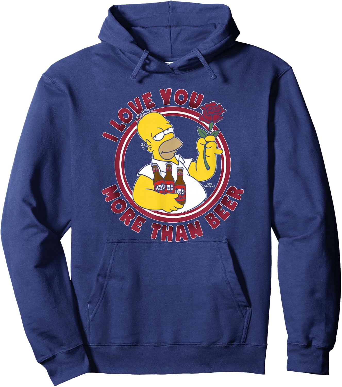 The Simpsons Valentine's Day Homer Love You More Than Beer Hoodie - Hoodie | Navy