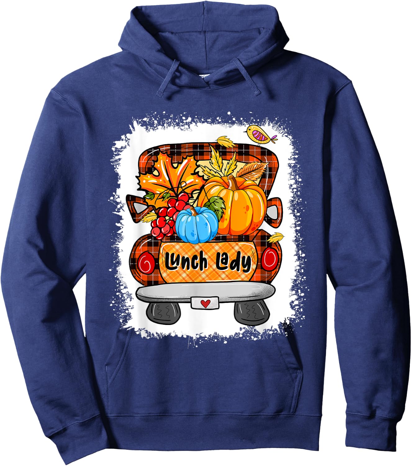 Fall Autumn Pumpkin Truck Lunch Lady Lover Thanksgiving Hoodie - Hoodie | Navy
