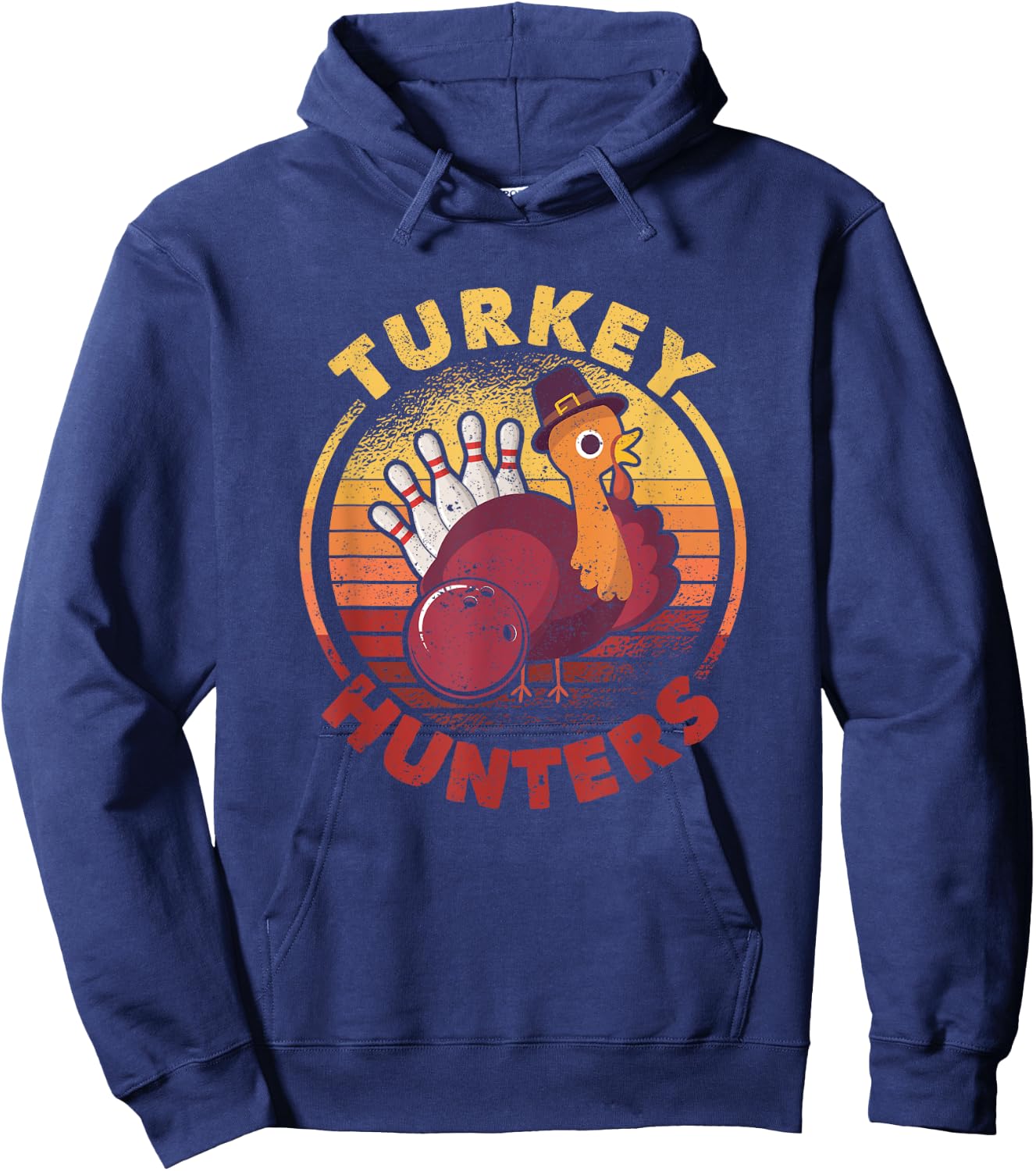 Funny Bowling Player Bowler Team Thanksgiving Turkey Hunters Hoodie - Hoodie | Navy