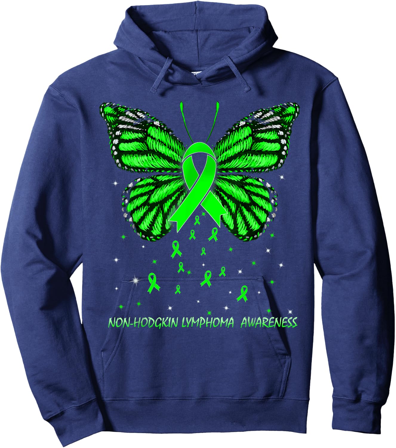 Non-Hodgkin Lymphoma Butterfly Hoodie - Hoodie | Navy